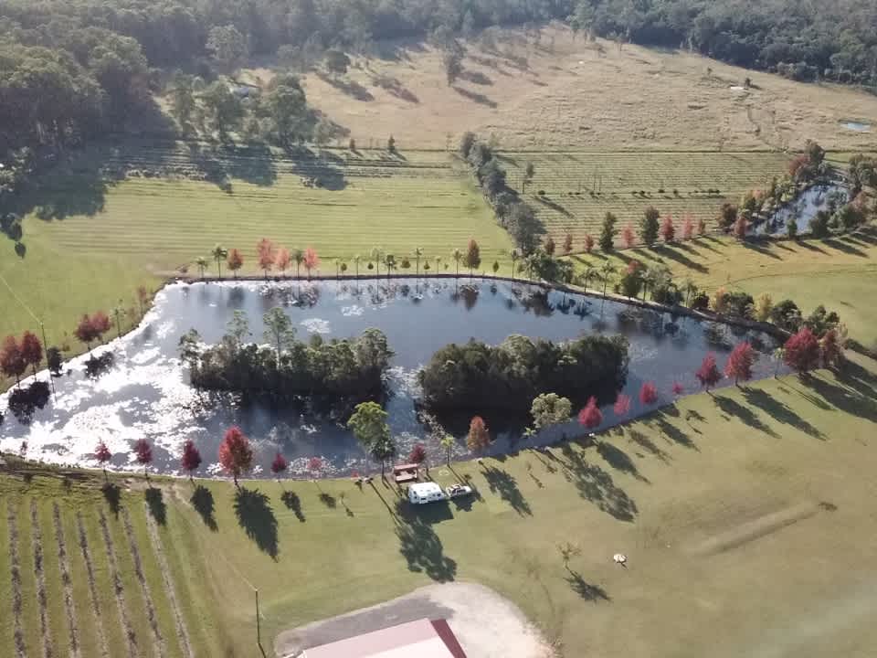 Camping beside the dam. 