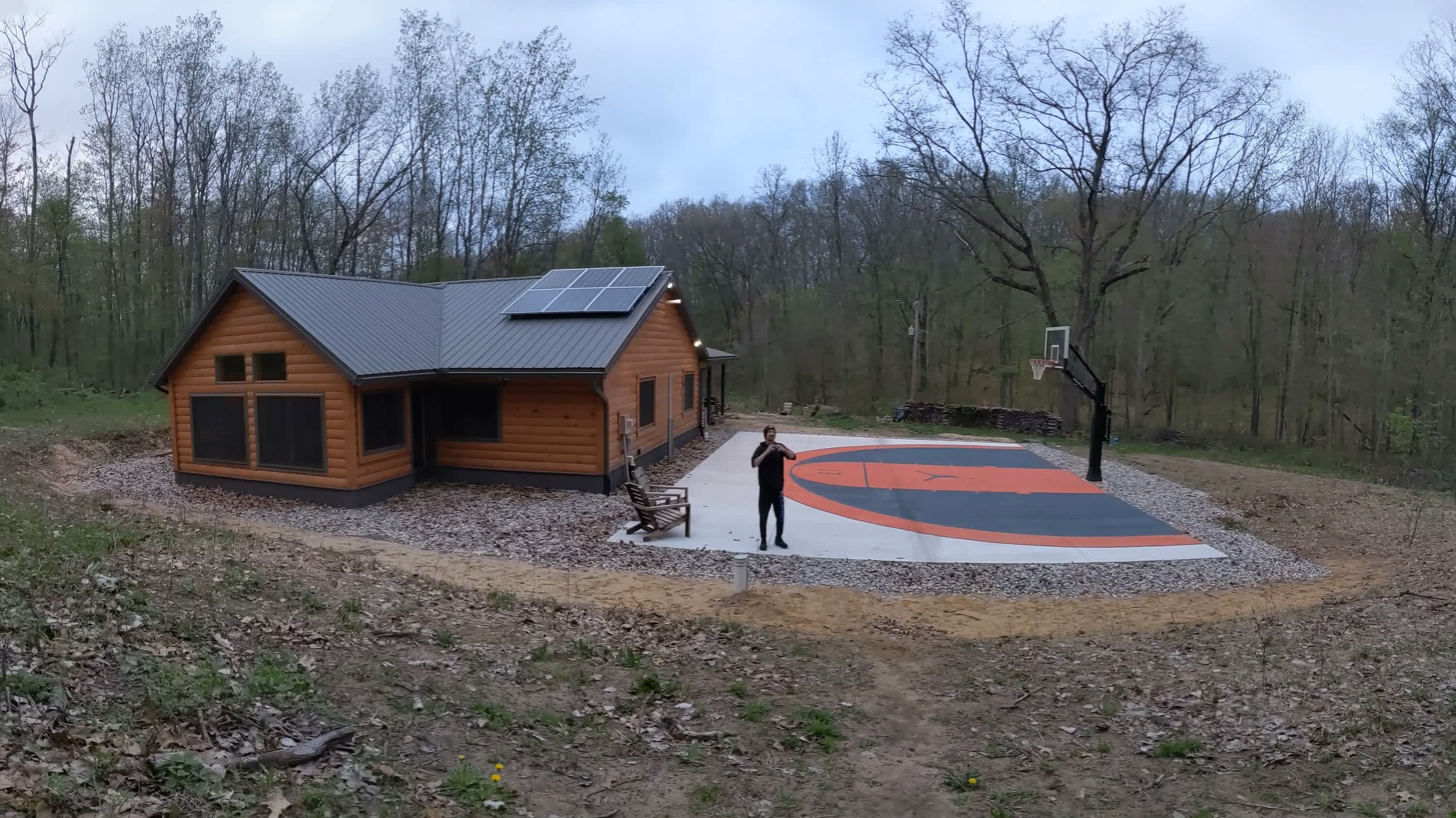 Photo of the cabin from the trails. The photosphere isn't perfect but it gives you a good idea of the property.
