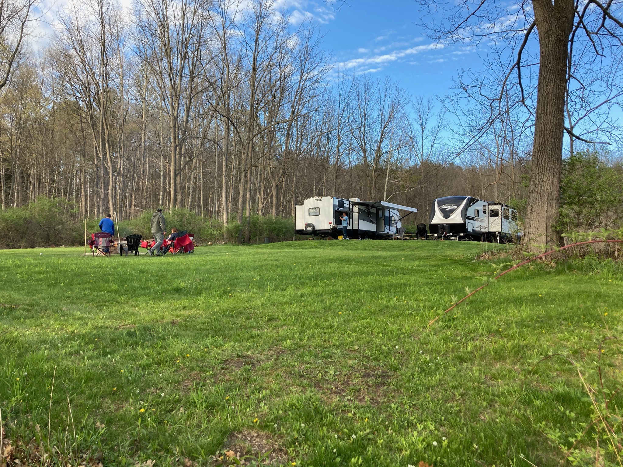 Standing at the creek, looking up at camp