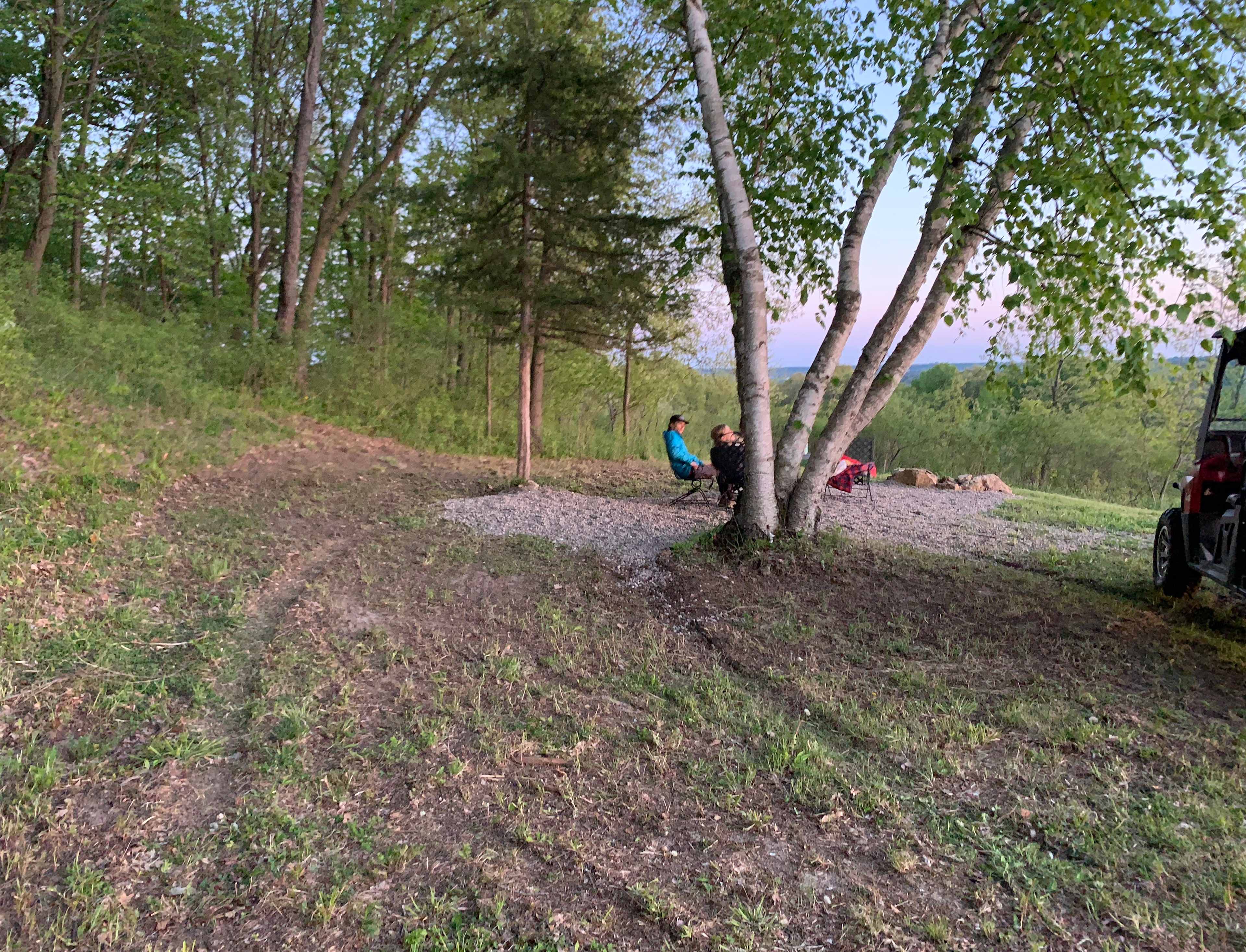 From the entrance/driveway, looking at the campsite.