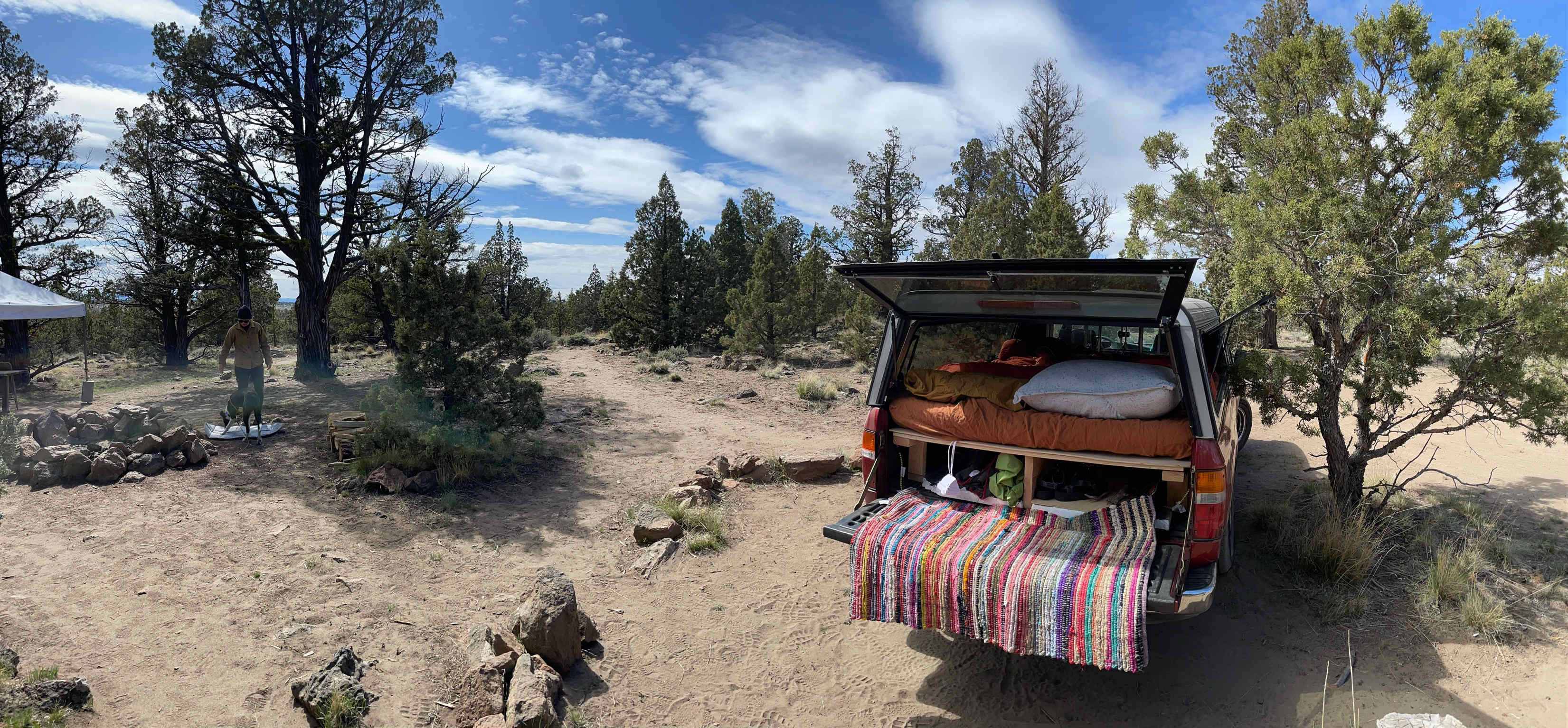 We camped in our truck but there was plenty of level ground for tents. 