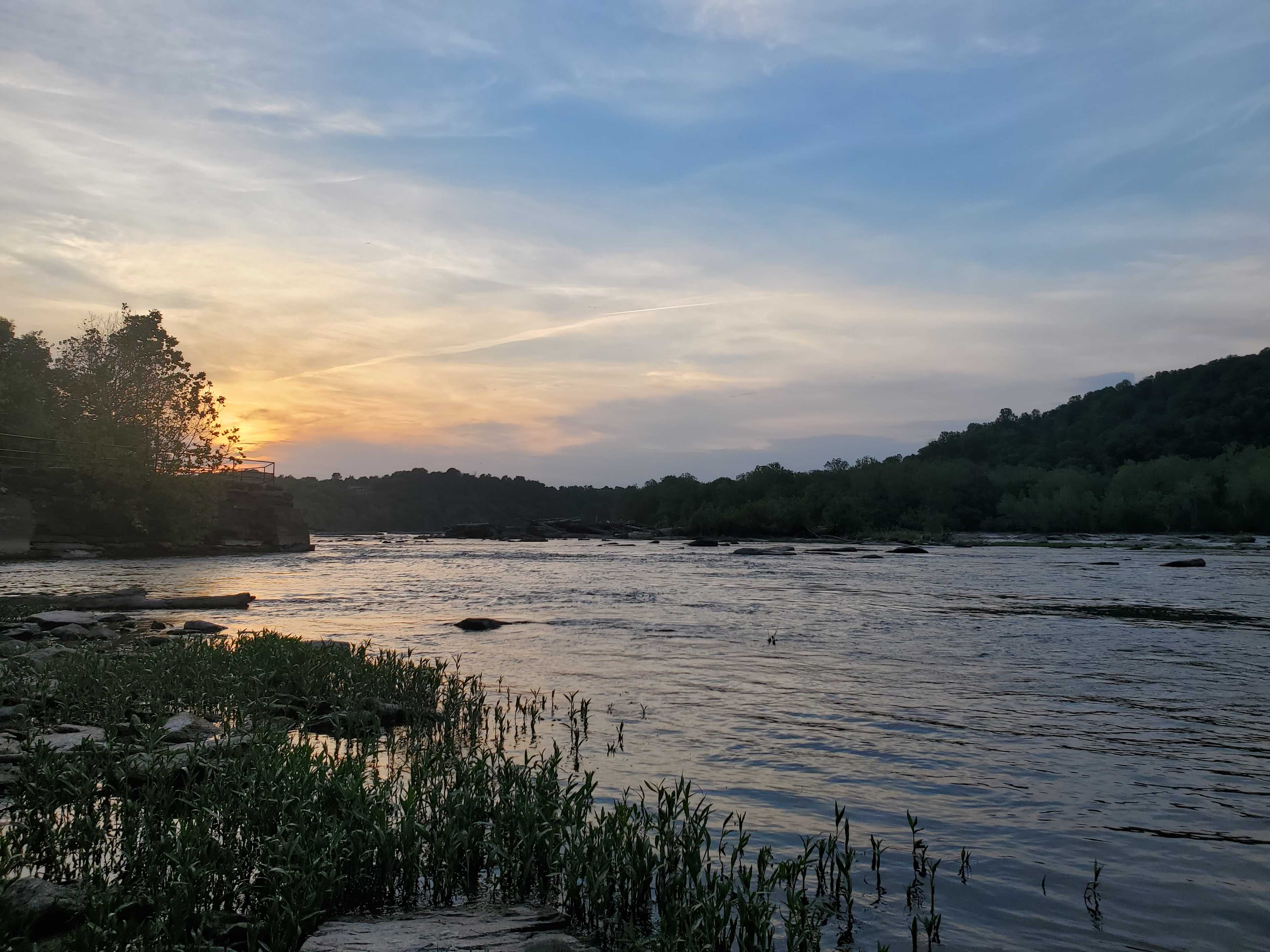 Sun setting on the Potomac River in Harpers Ferry