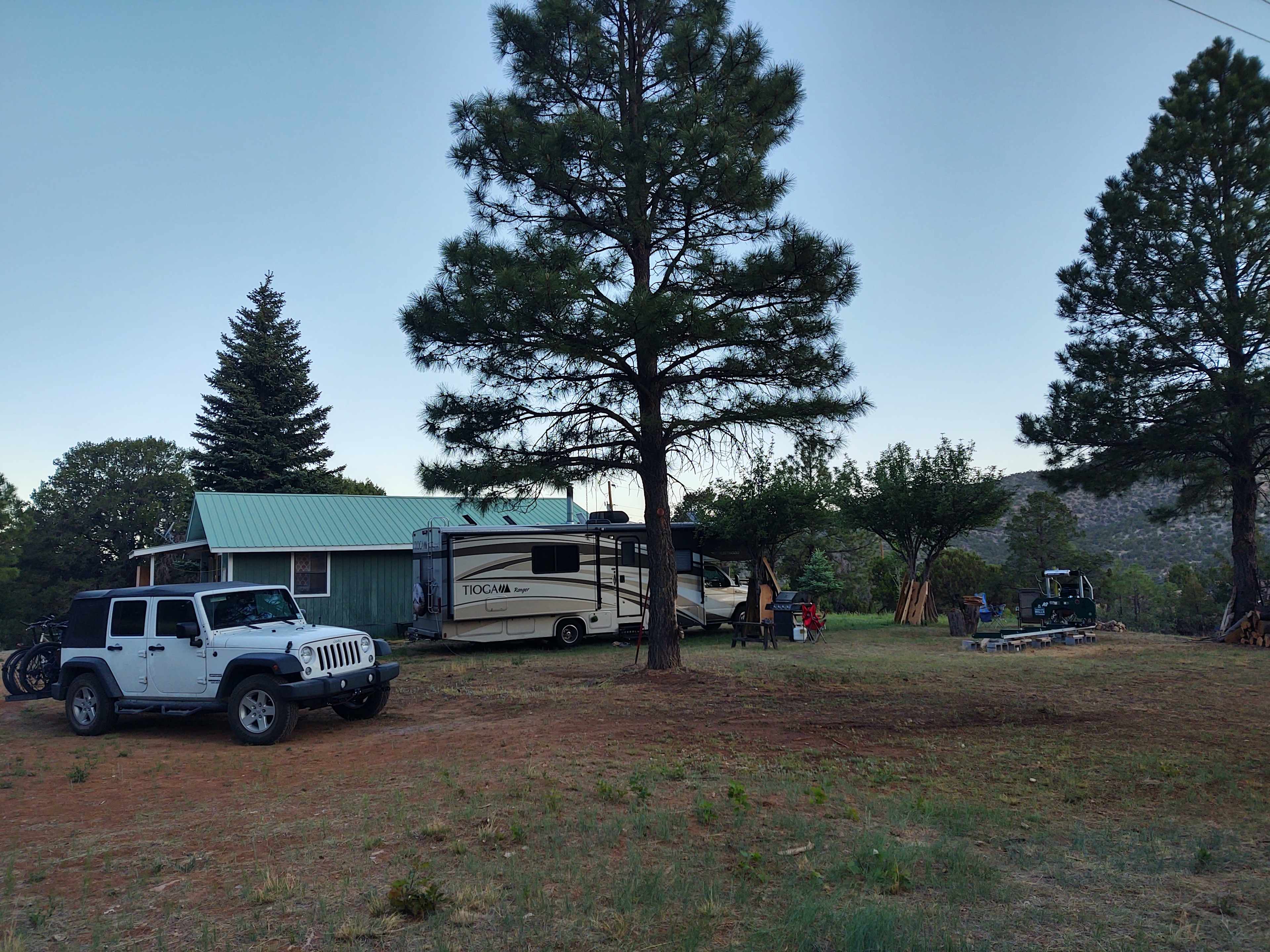 We parked up next to his house & Kevin let us use a 15amp extension cord to power essentials. 