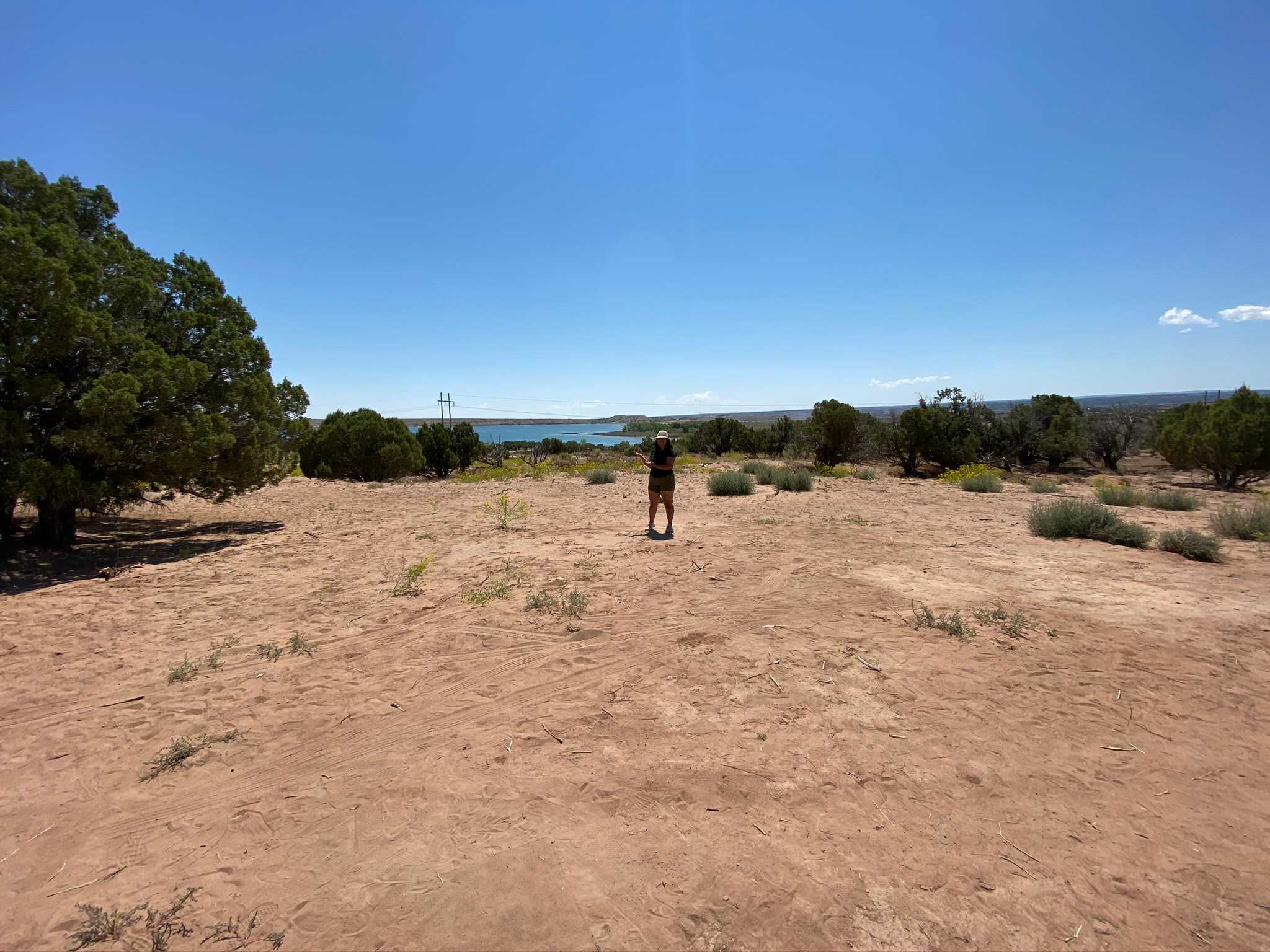 on property with lake in the background