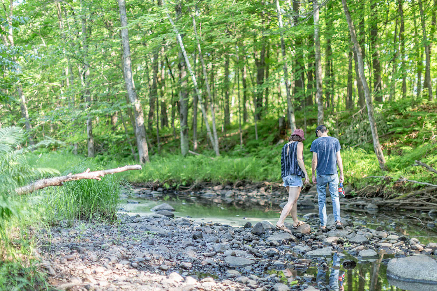 Exploring the Groundhouse River just steps away from our site.