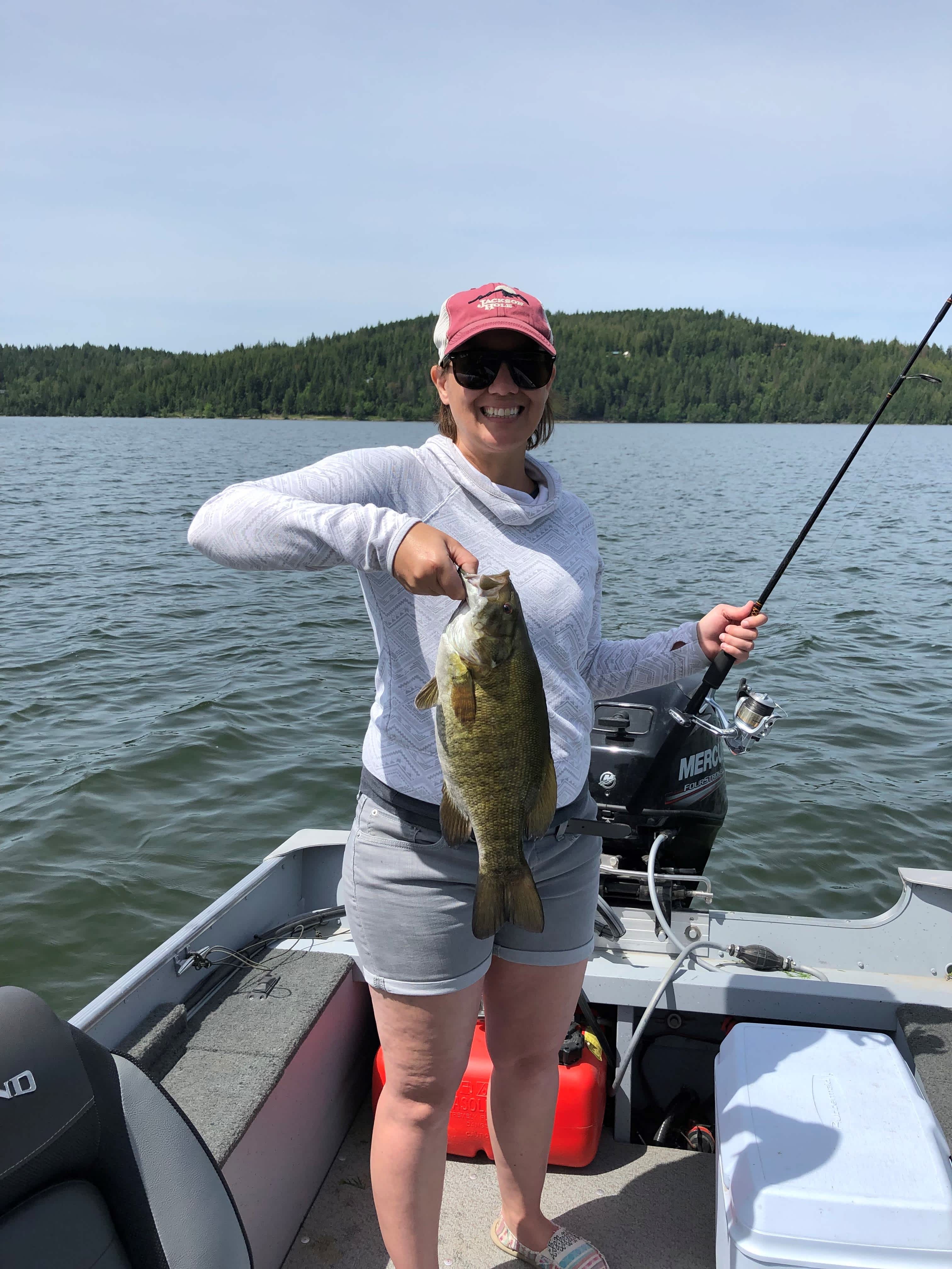 Fish small mouth bass in the River or Lake Pend Oreille