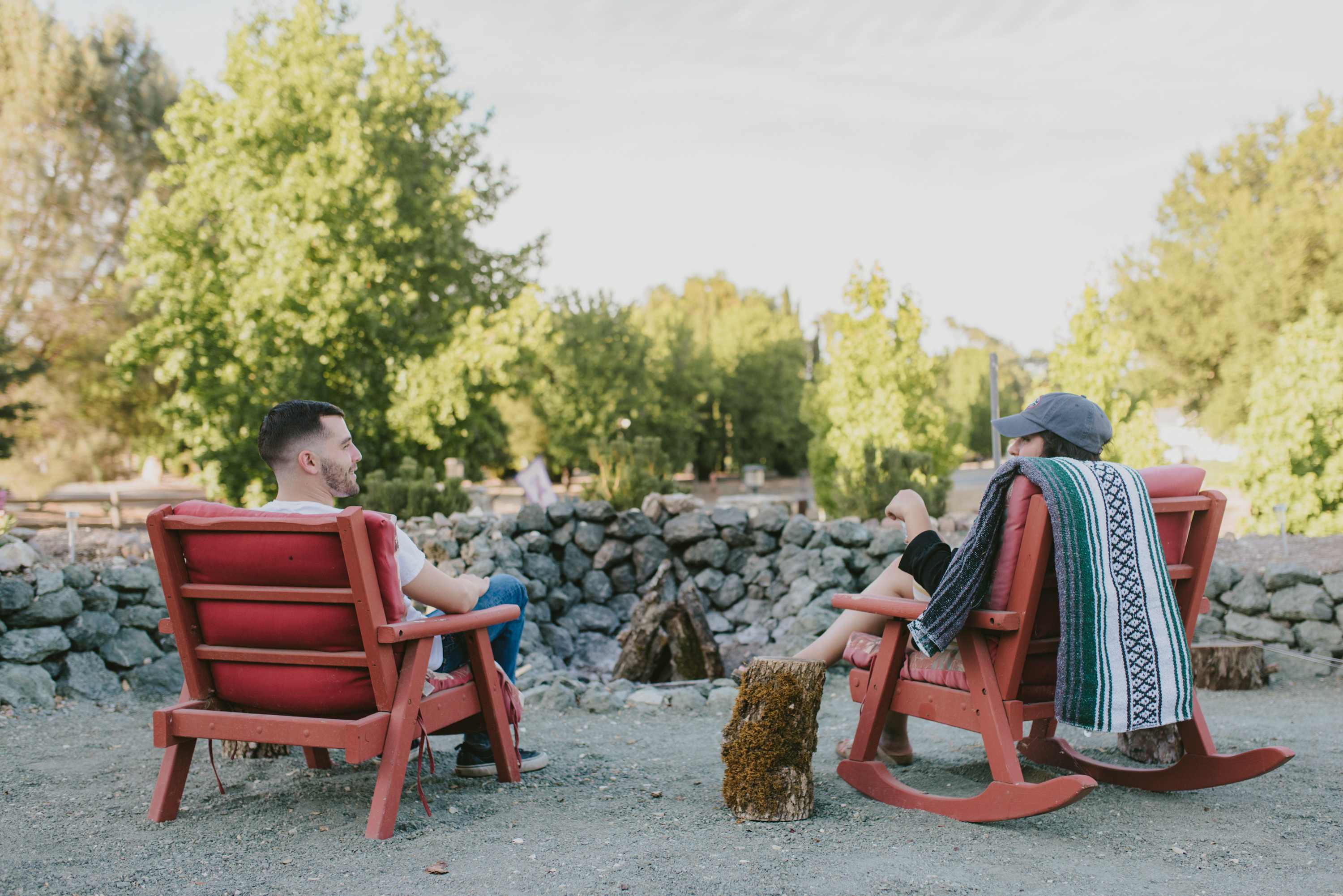 It was a bit warm for a fire while we were there, but this is definitely a cozy area to hang out.