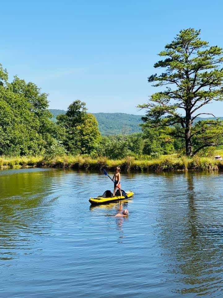 Paddling the pond