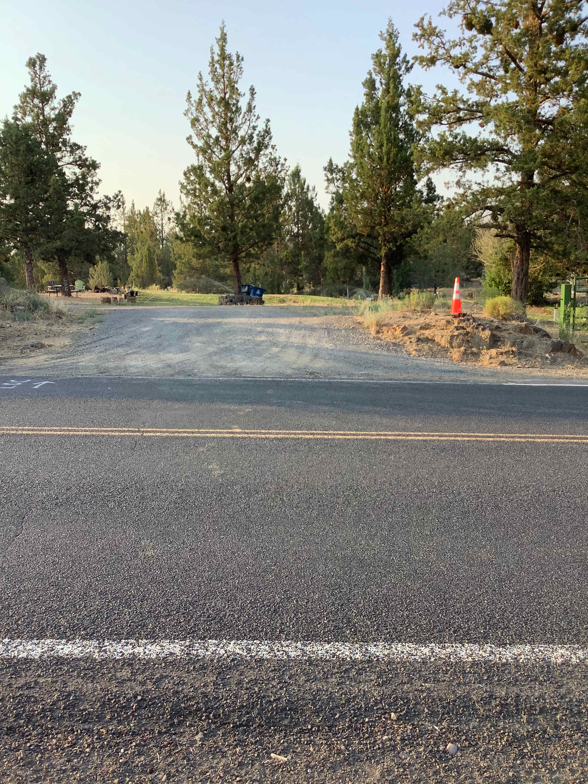 Campsite entrance/exit from the road.