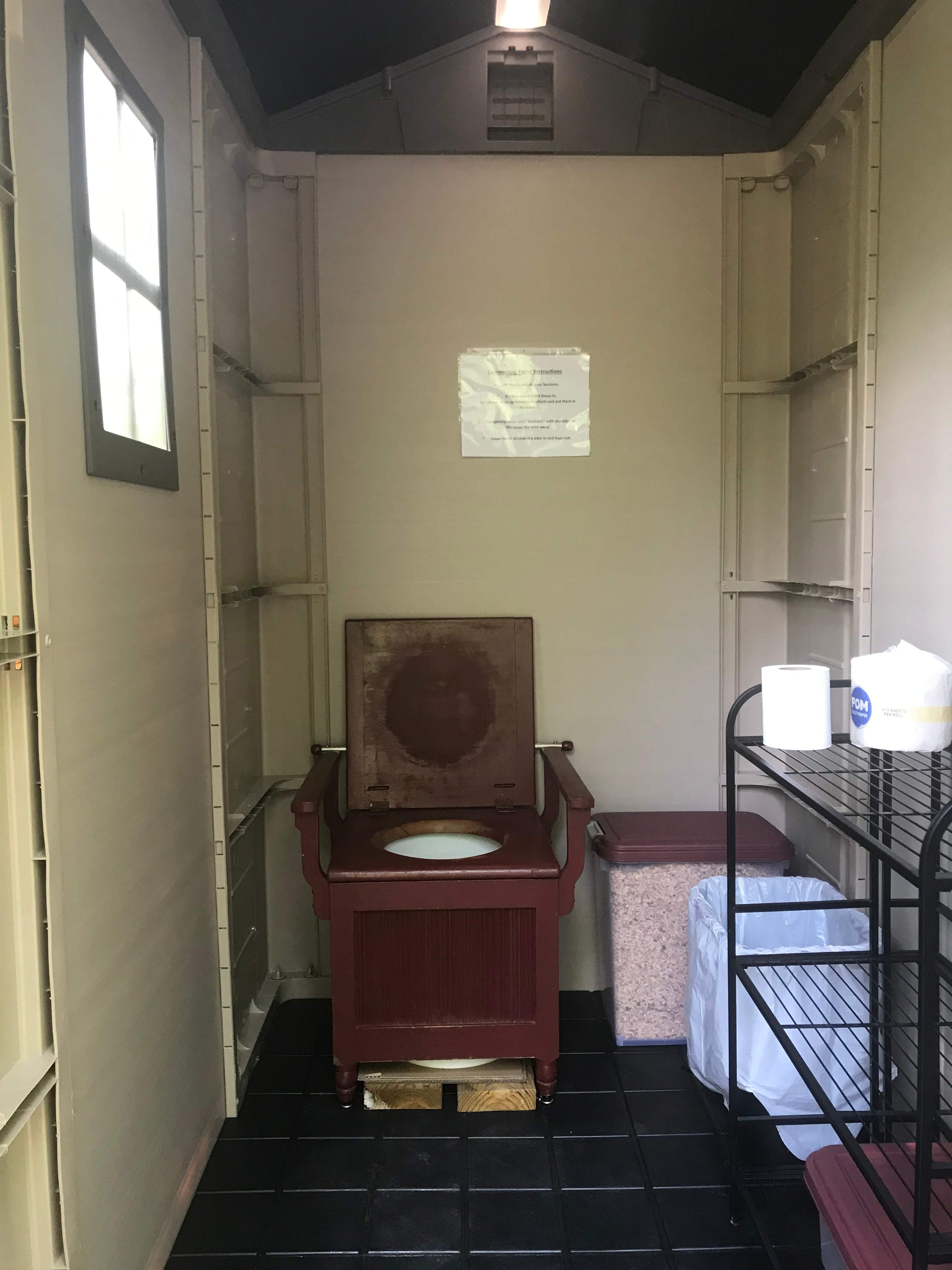 Inside the outhouse