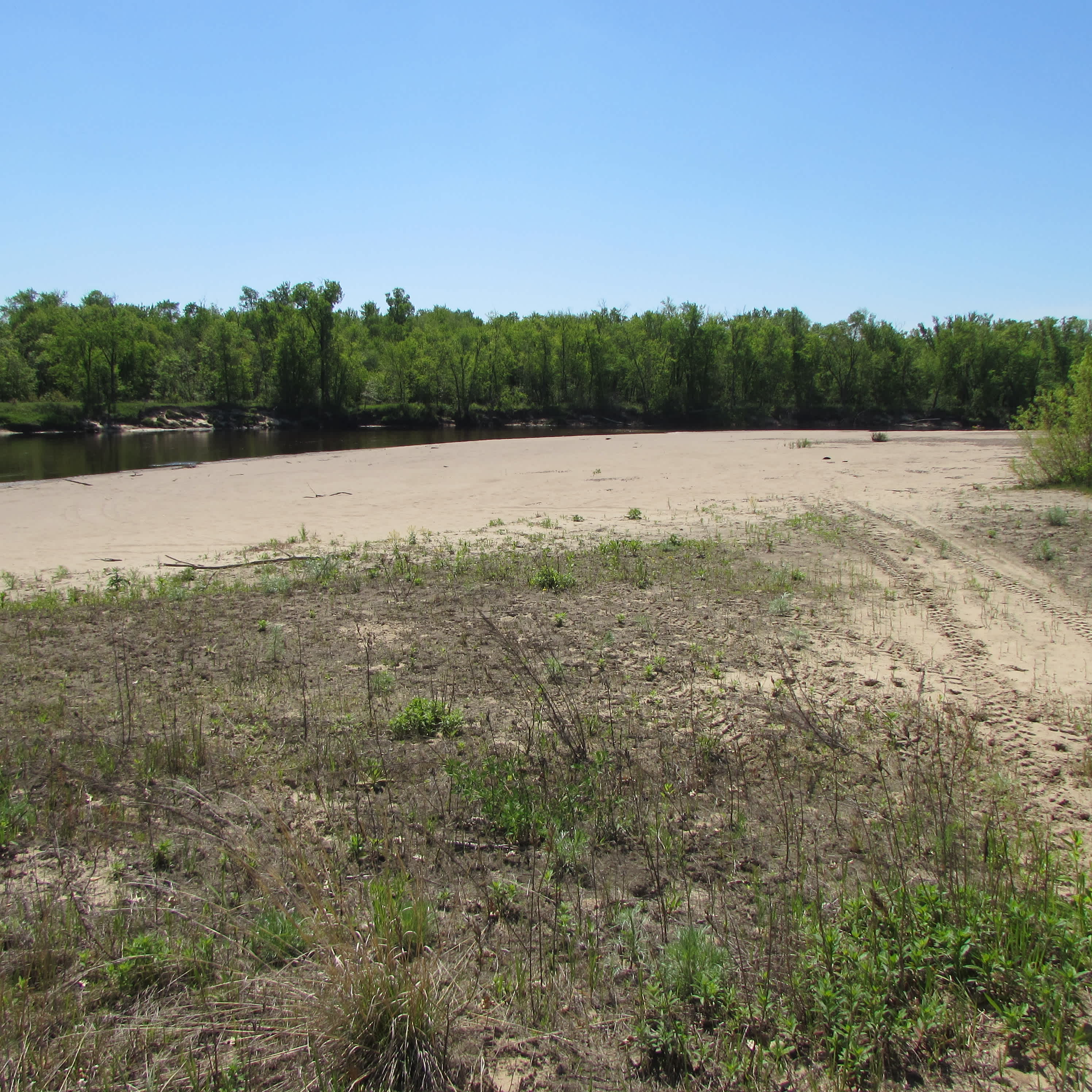 View to the south along trail from beach to the parking area next to Rustic Site R3.