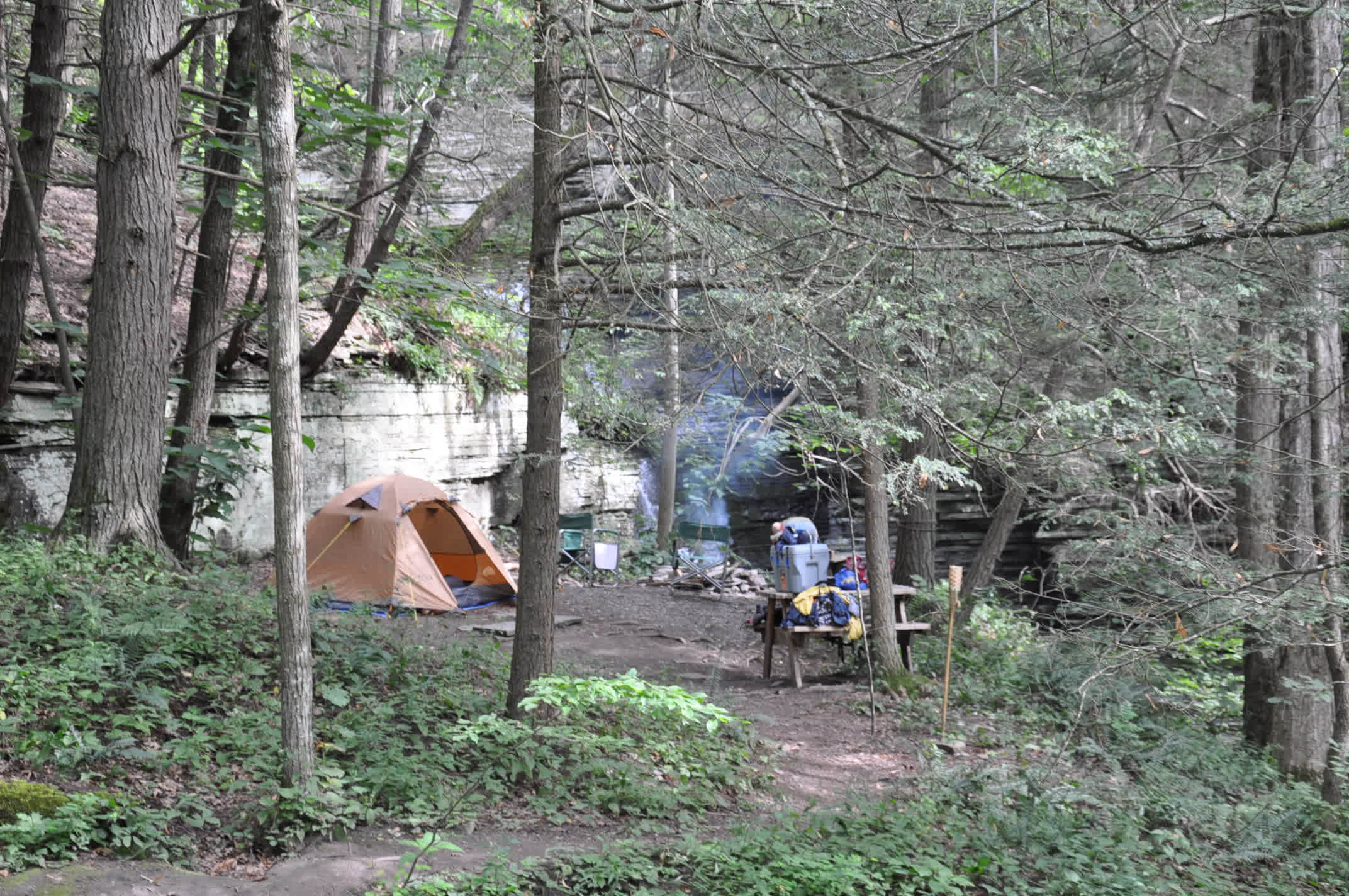 Site beside the falls. The falls do not shut off at night so be prepared to hear them. :)