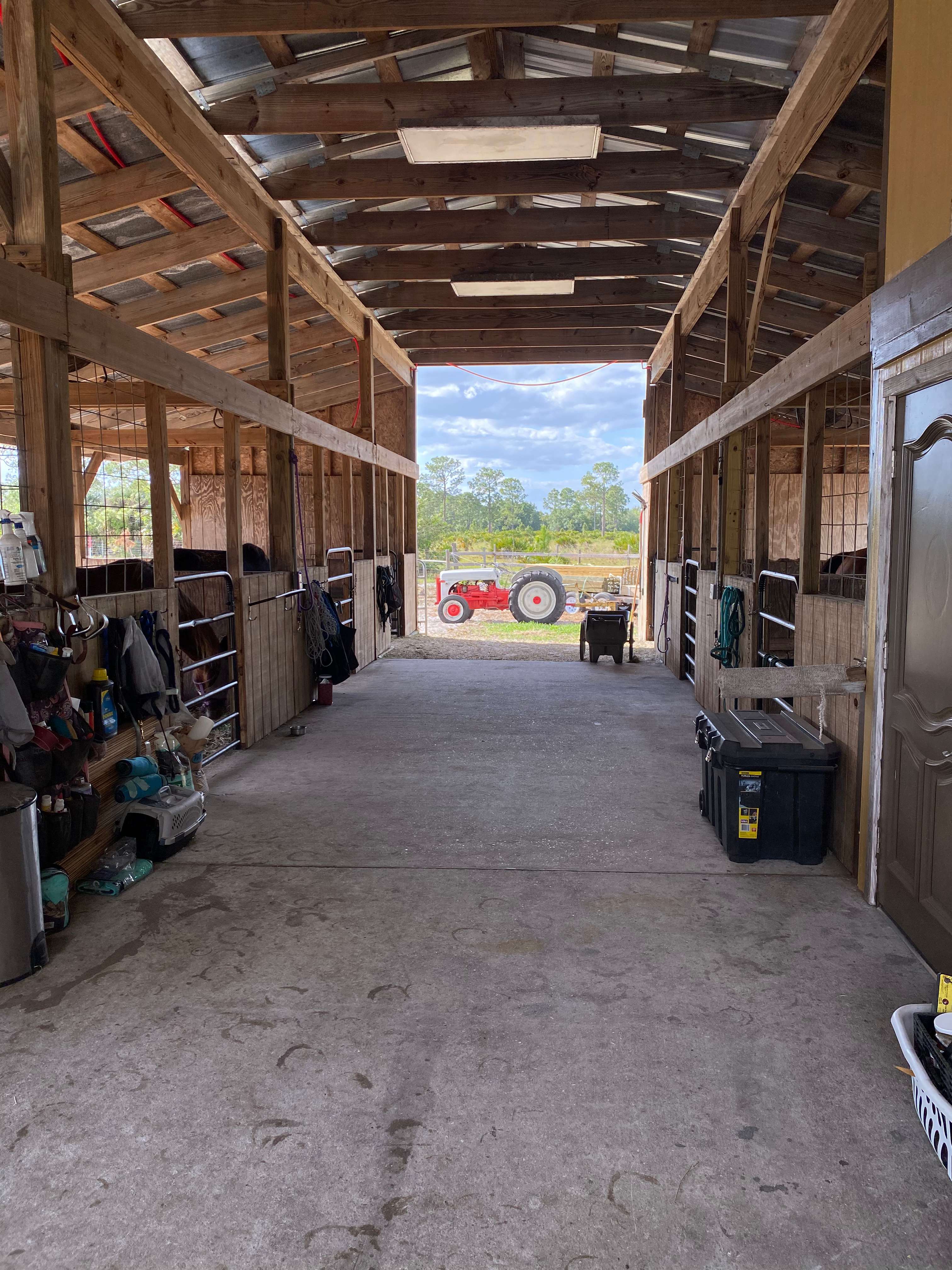 Inside the barn. Please ask and be aware of the rules before entering