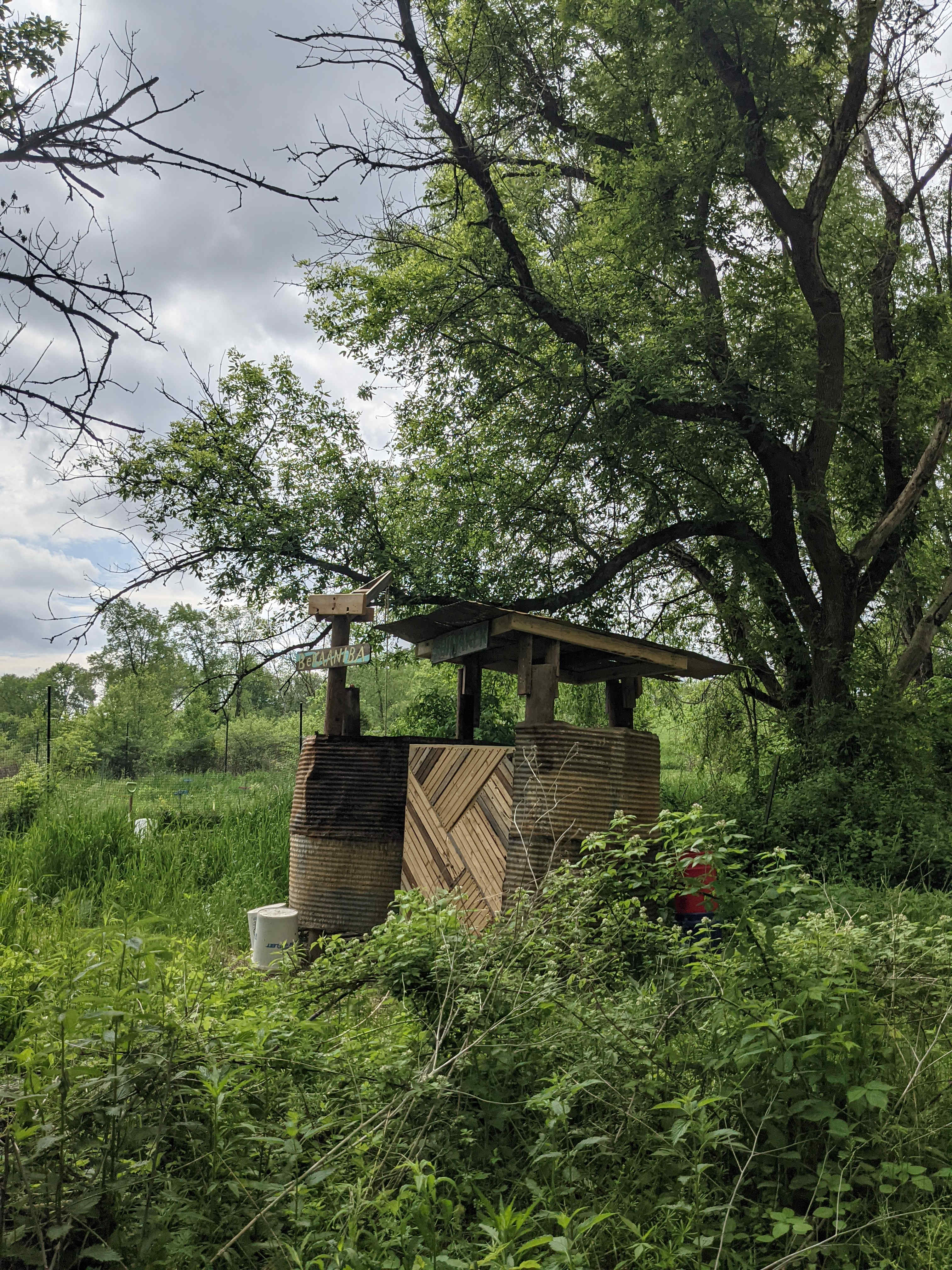 dry toilet and solar shower