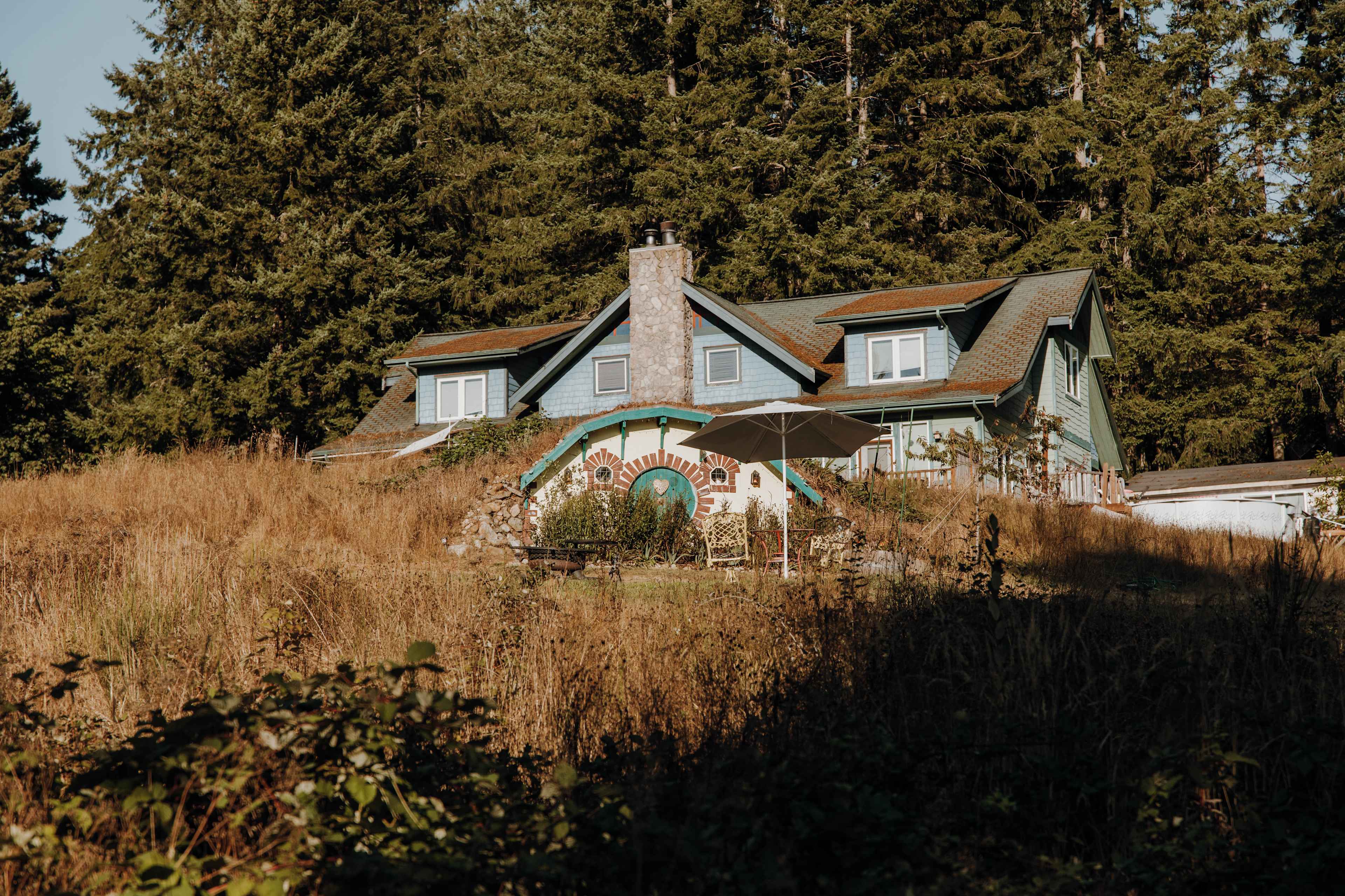 There's plenty of private space in front of the Hobbit House even though the owners live on the property.