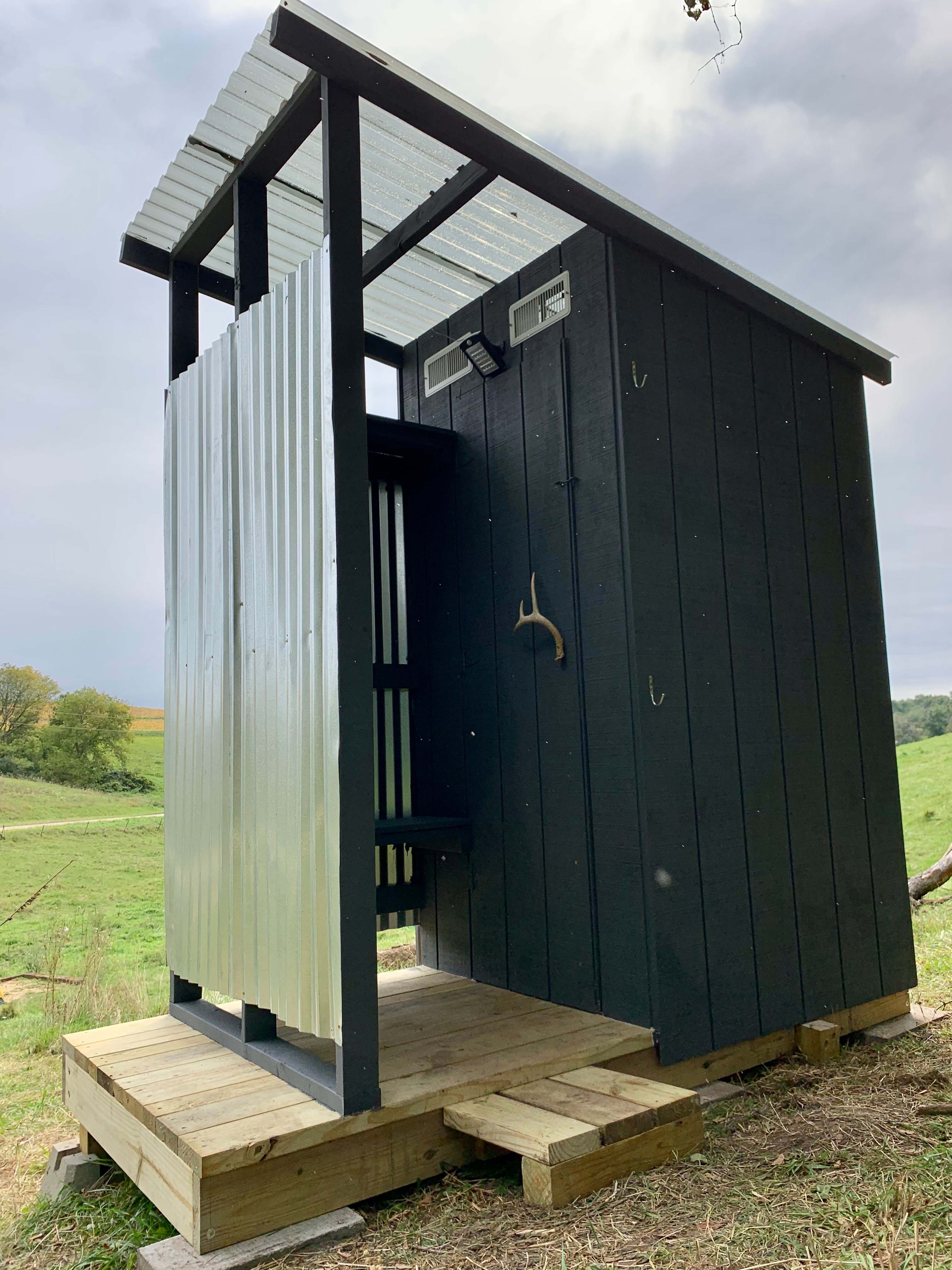 NEW Solar shower stall and compost-style outbuilding. 