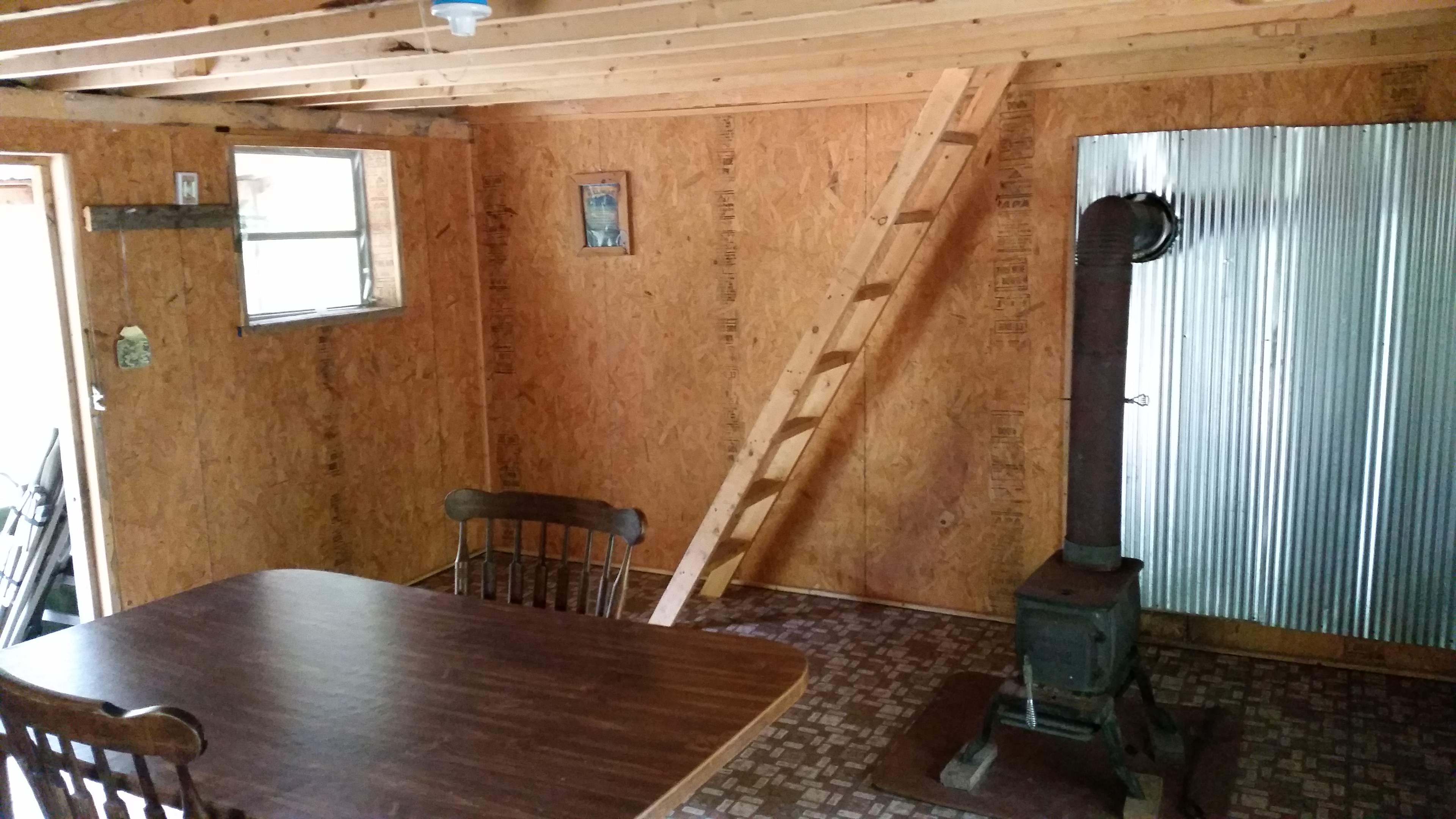 Loft ladder access, can be folded up for sleeping downstairs.