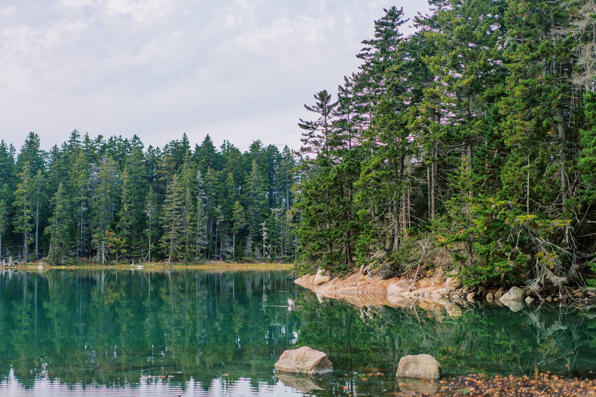 The calm waters of the bay