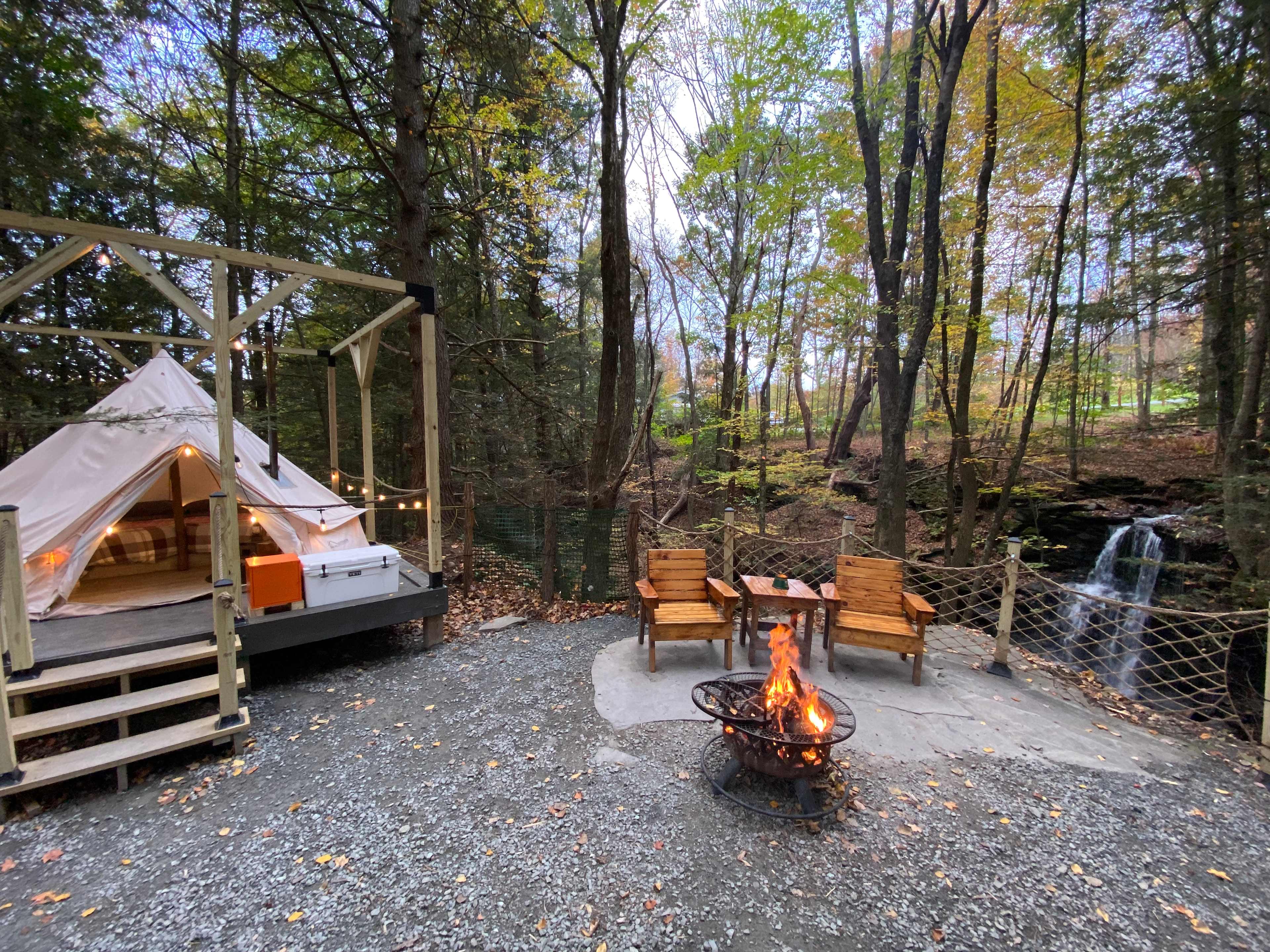 Glamping Tent Overlooking Waterfall
