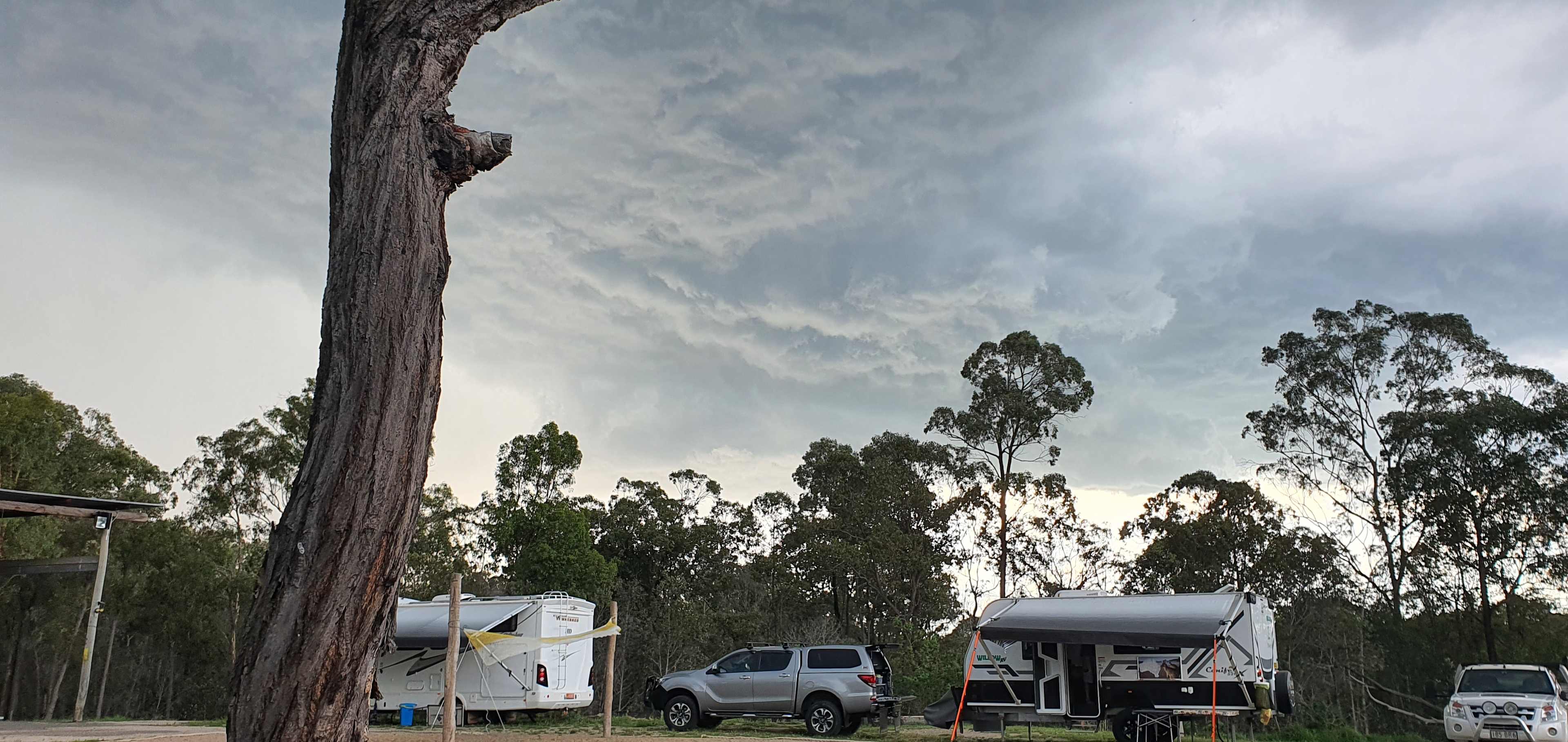 The sky before the first lot of rain came through. It cooled down fast after a hot day