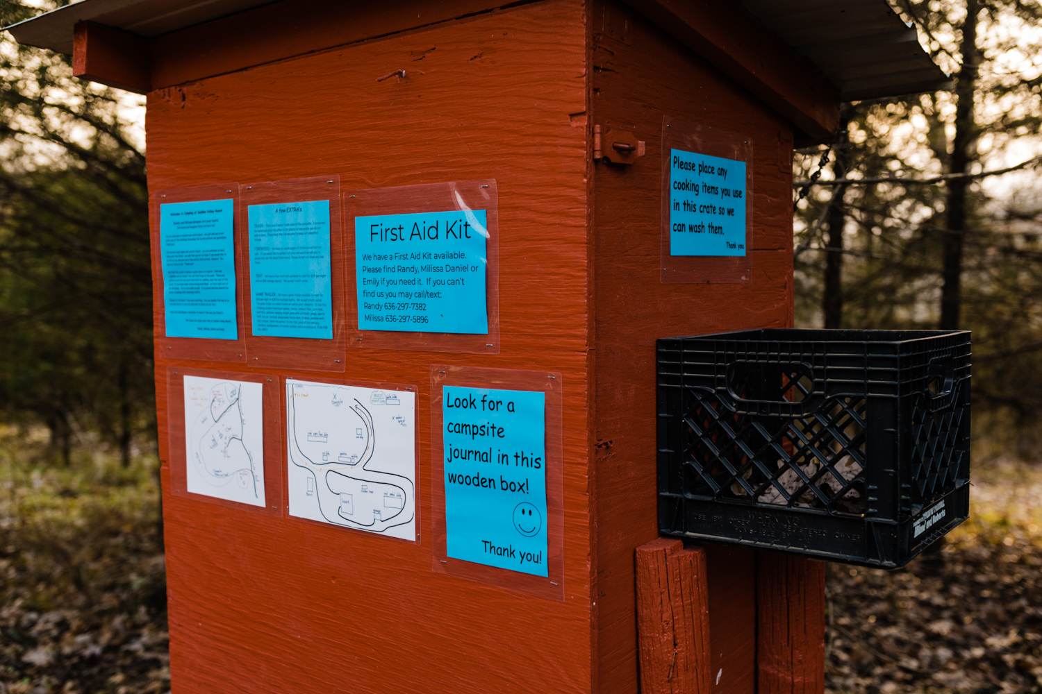 Information and items at camp.