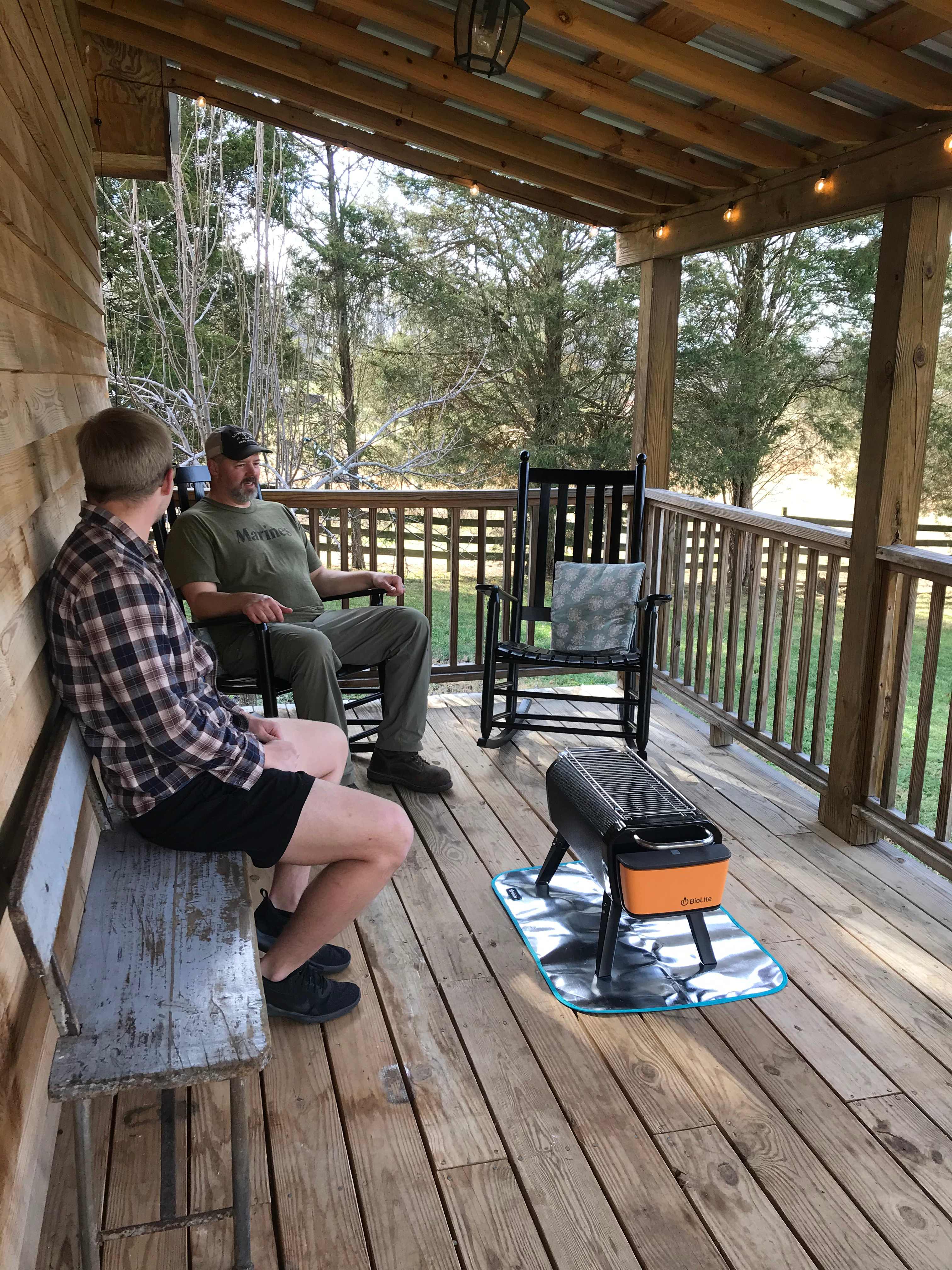 Troutman rockers, portable fire pit with grill make for a nice spot to spend an afternoon. 
