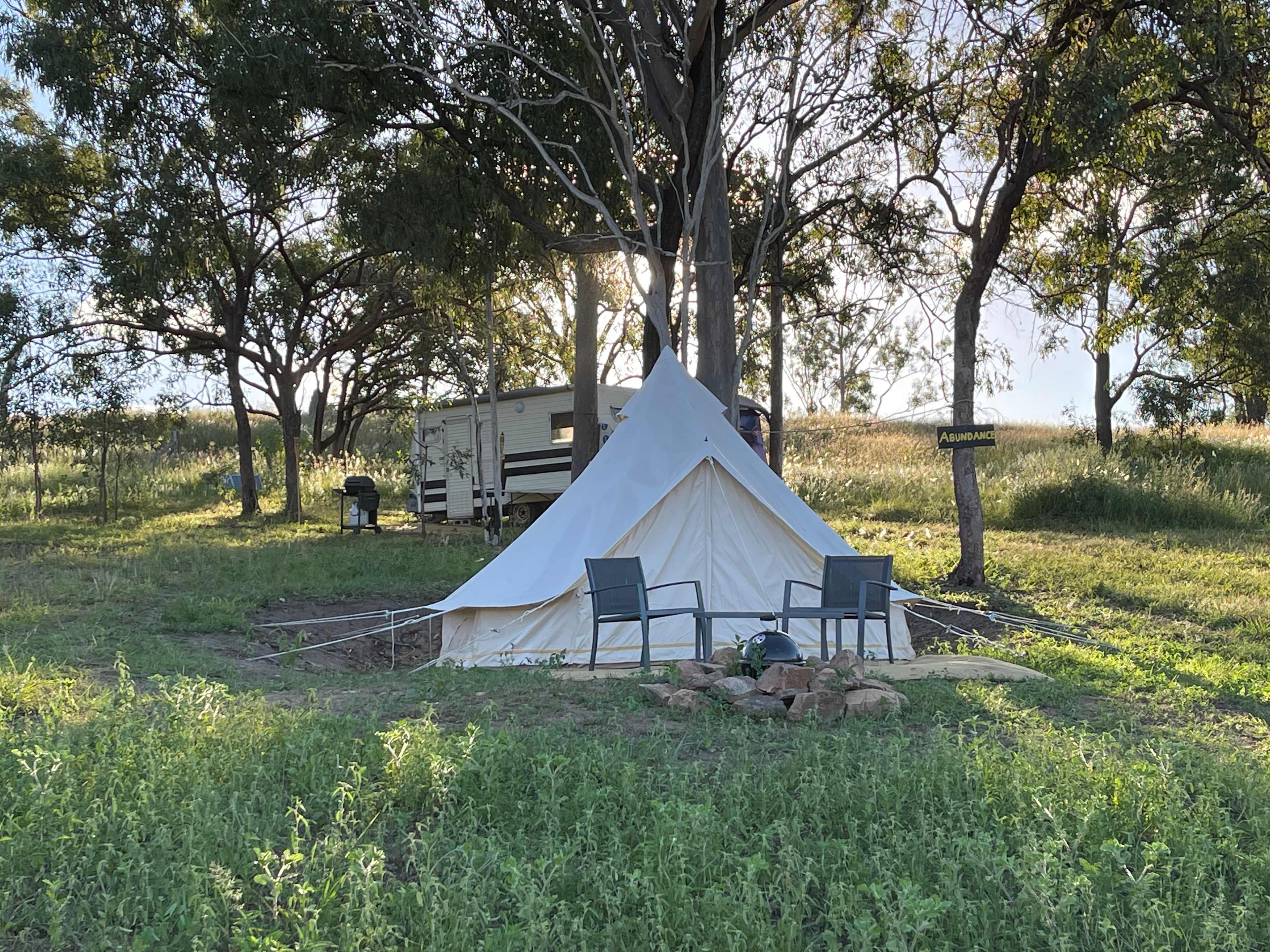Abundance Yurt is closest to camp Kitchen and amenities.
