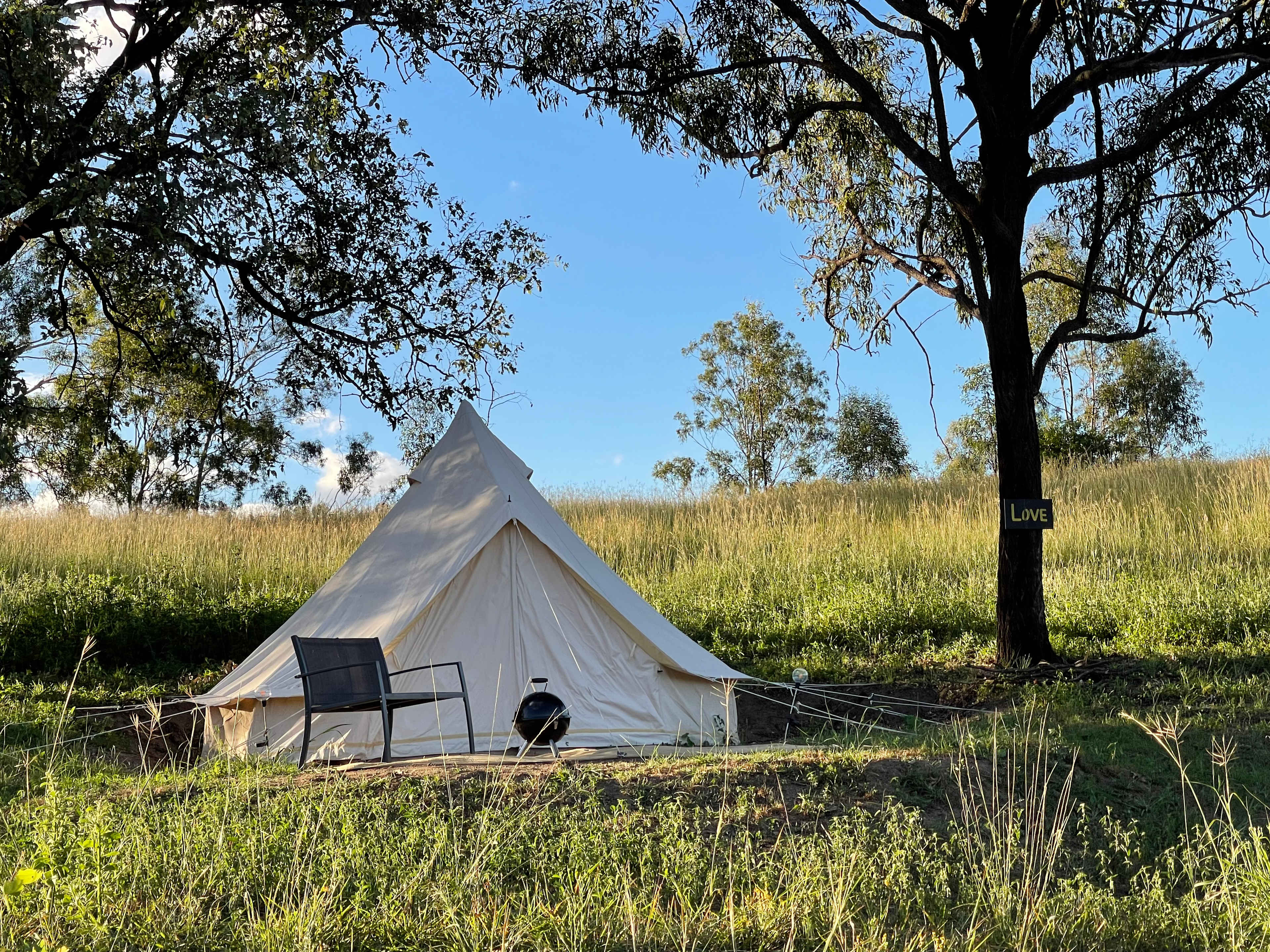 Love Yurt is the most secured and furtherest from the amenities. Approximately !00 metres away.