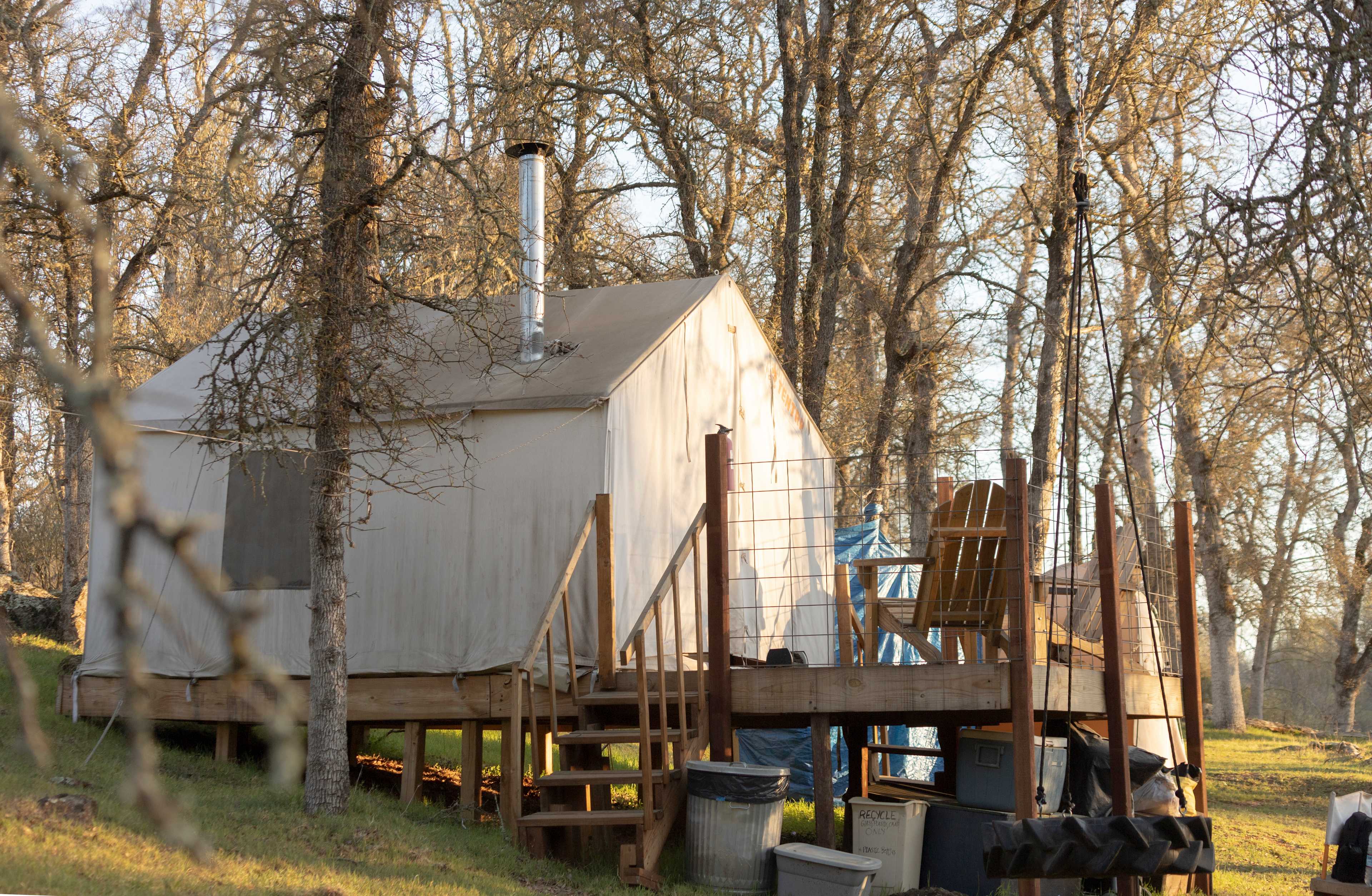 Tent with a deck