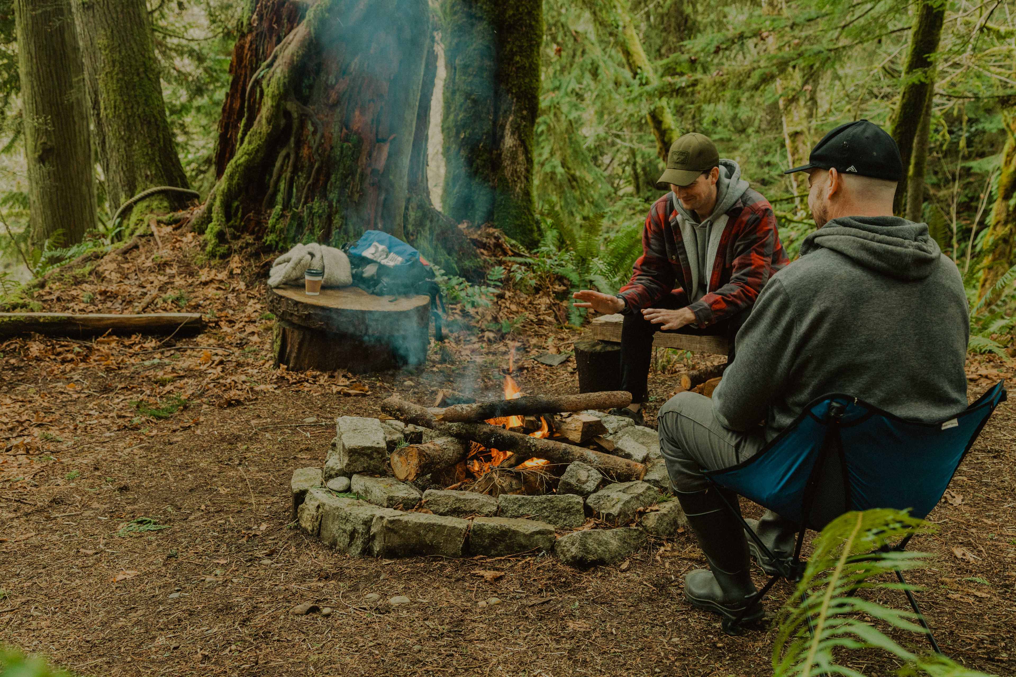 Chilling after Jerrett helped us set up a fire at one of the camp spots. 