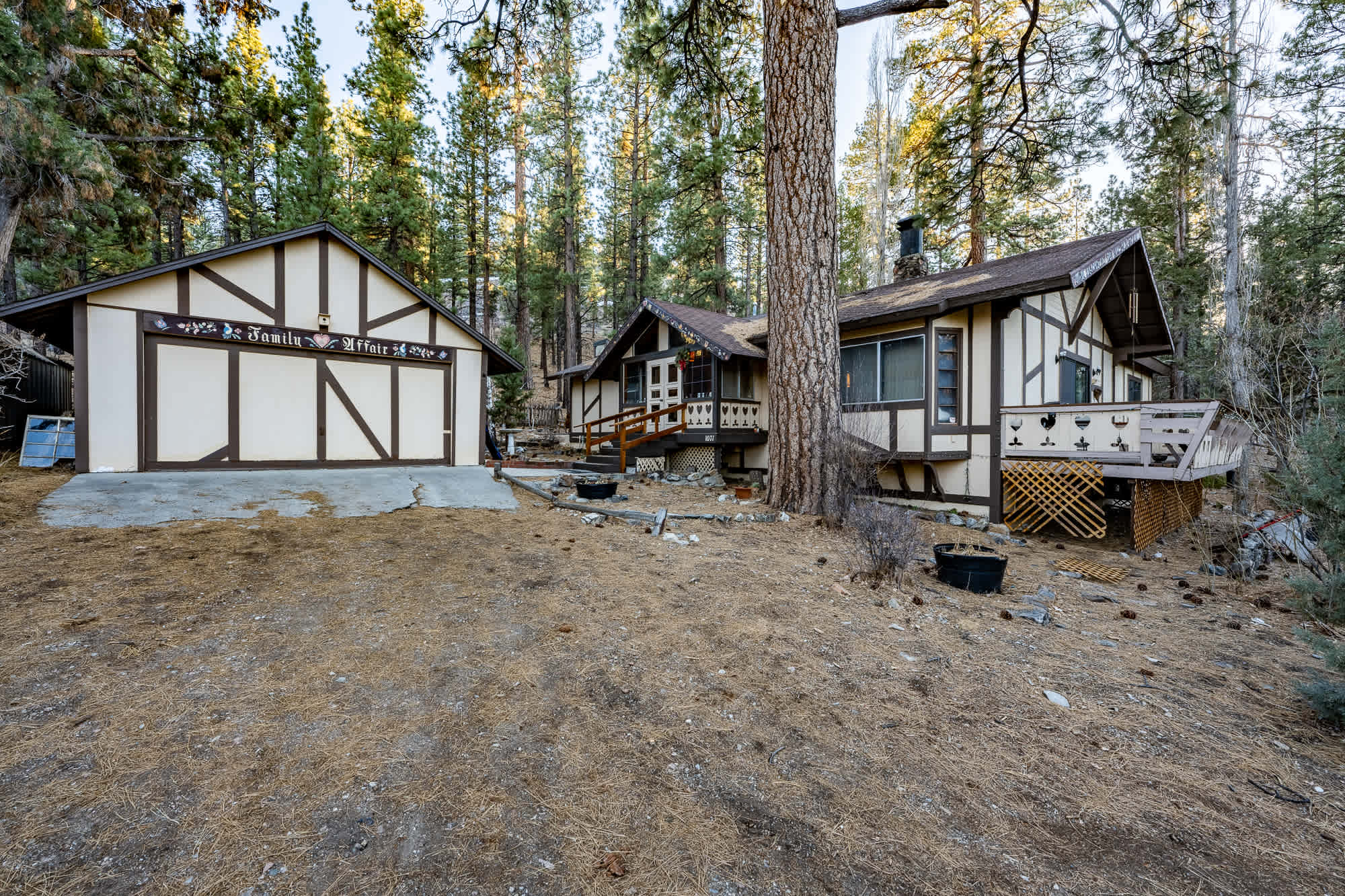 The Chalet has a cute matching garage. 