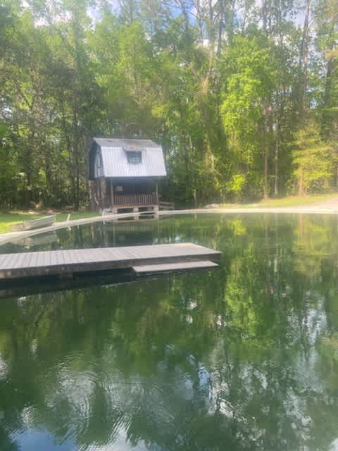 The deck at the spring and a nice view of the Grist Mill