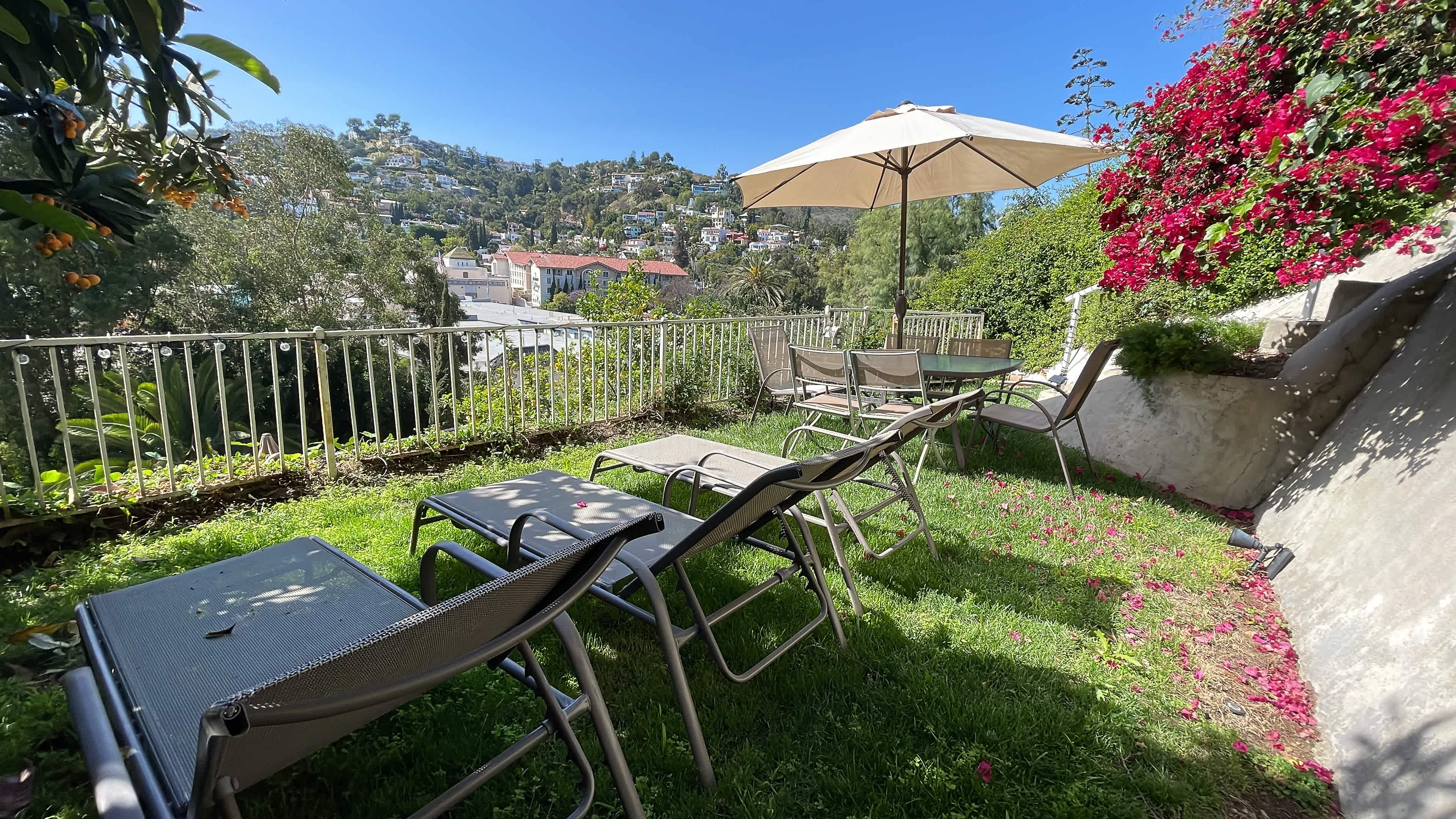 Lower terrace with lounge chairs & 6 person dining set for your enjoyment 