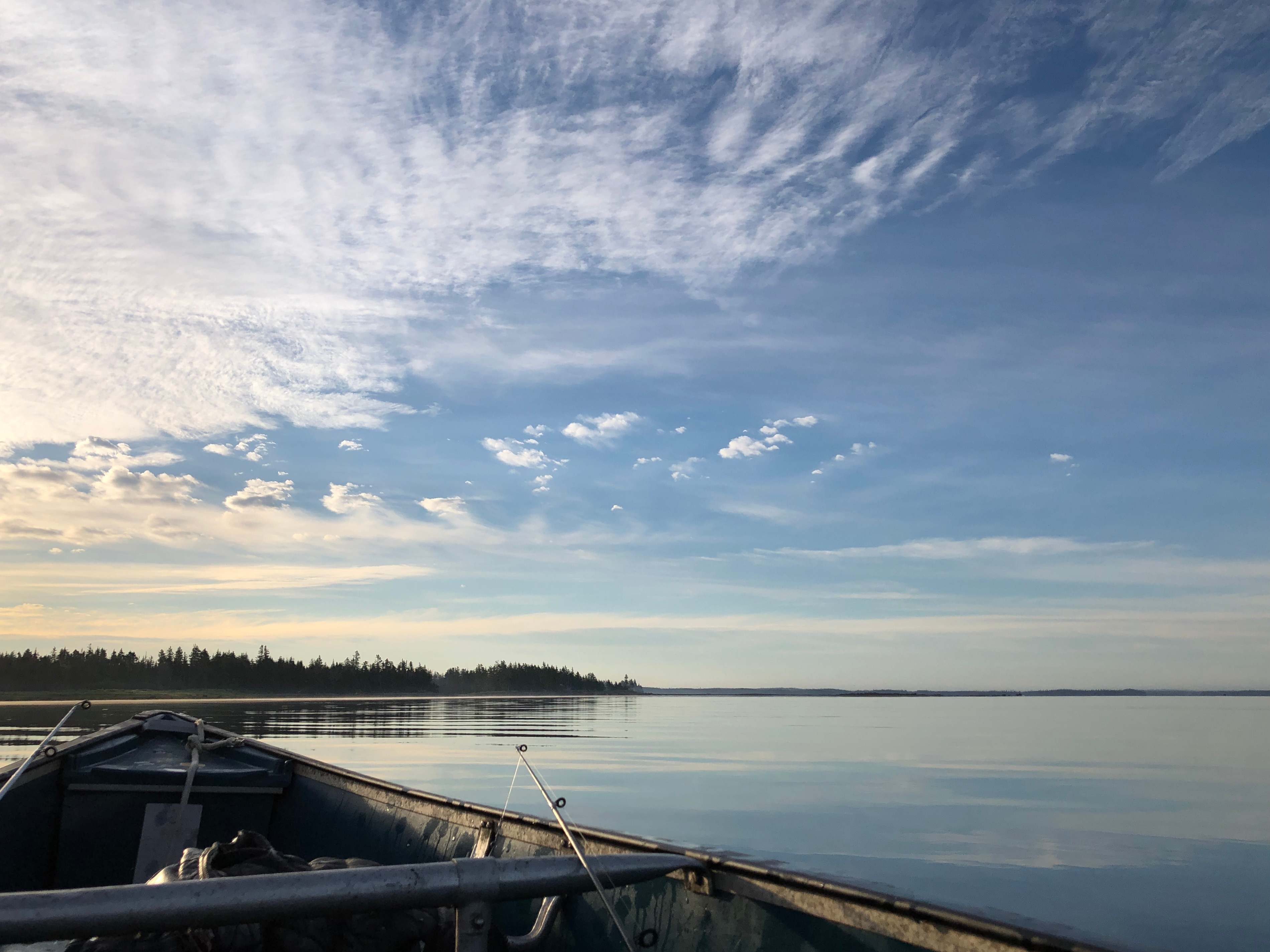 Mackerel fishing under a mackerel sky just off shore. 