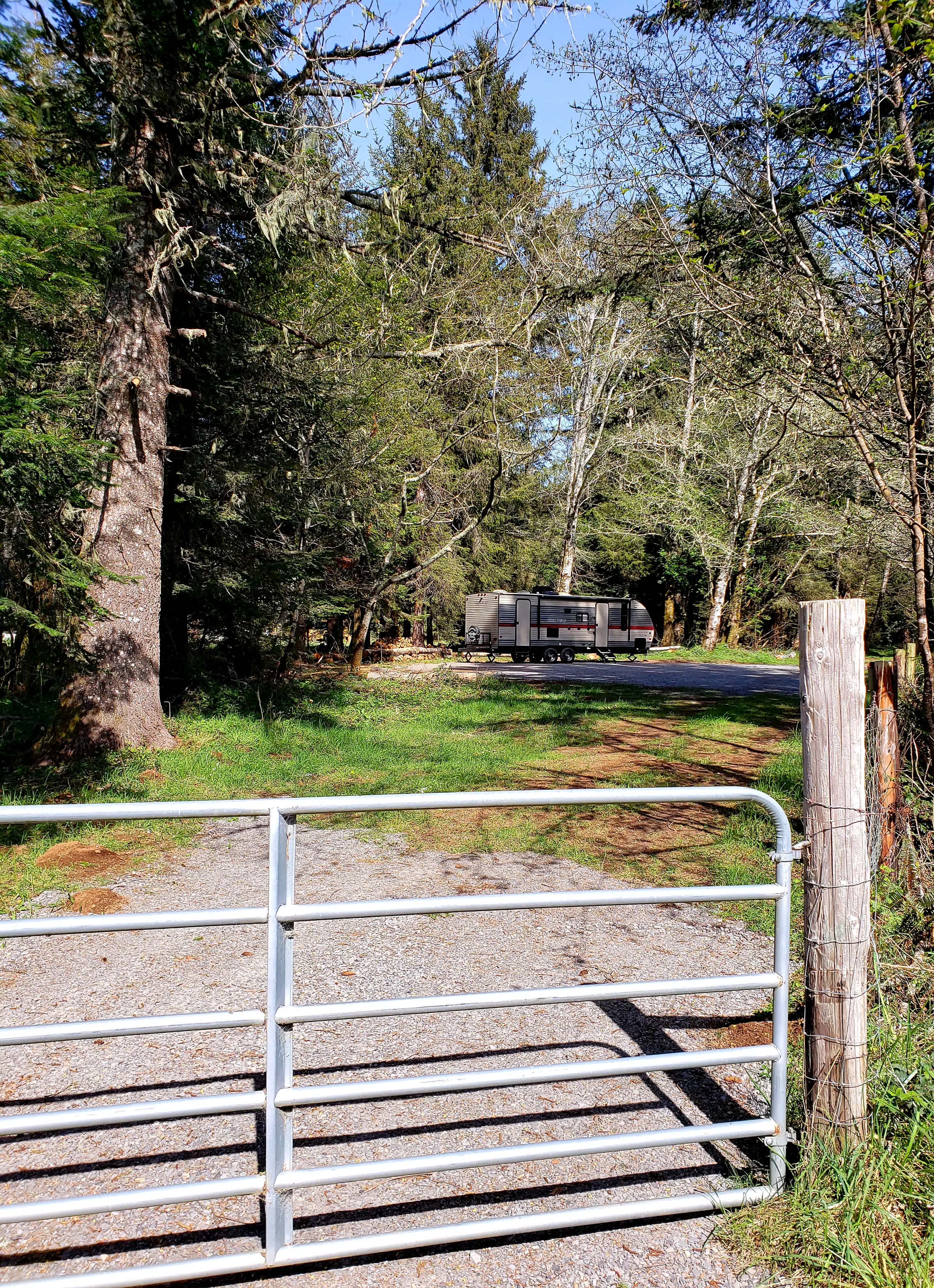 Campsite entrance gate from Lower Lake Rd. 