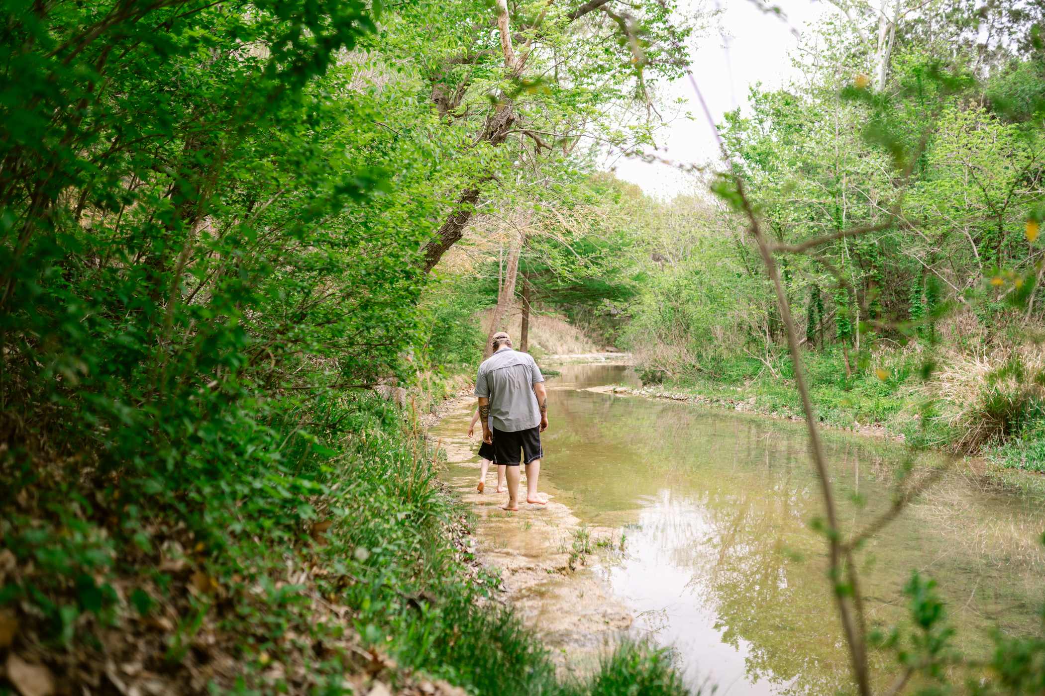 Exploring the creek. It's slick, so if you're wobbly like me, bring a hiking stick :)