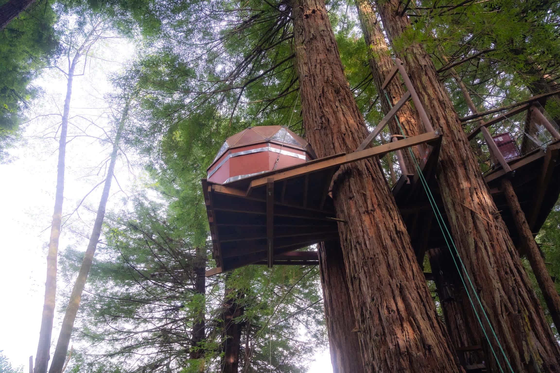 View from the base. There is a swing and a pulley system to get your items up to the top.
