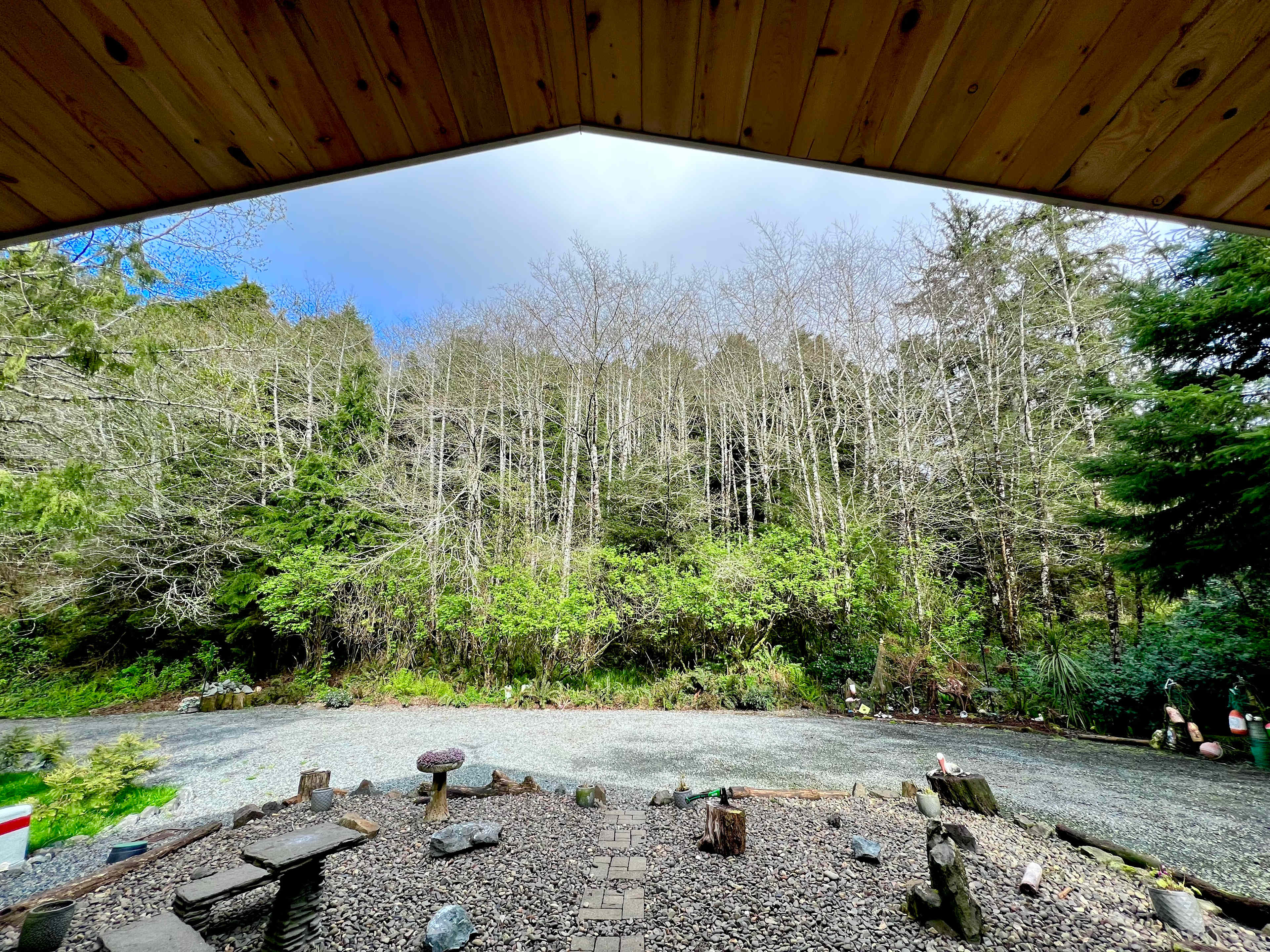 View out front door of cottage