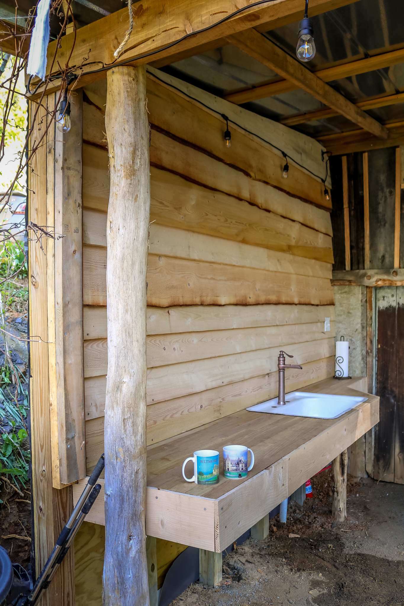 Outdoor kitchen setup, and there was a toaster oven to the right.