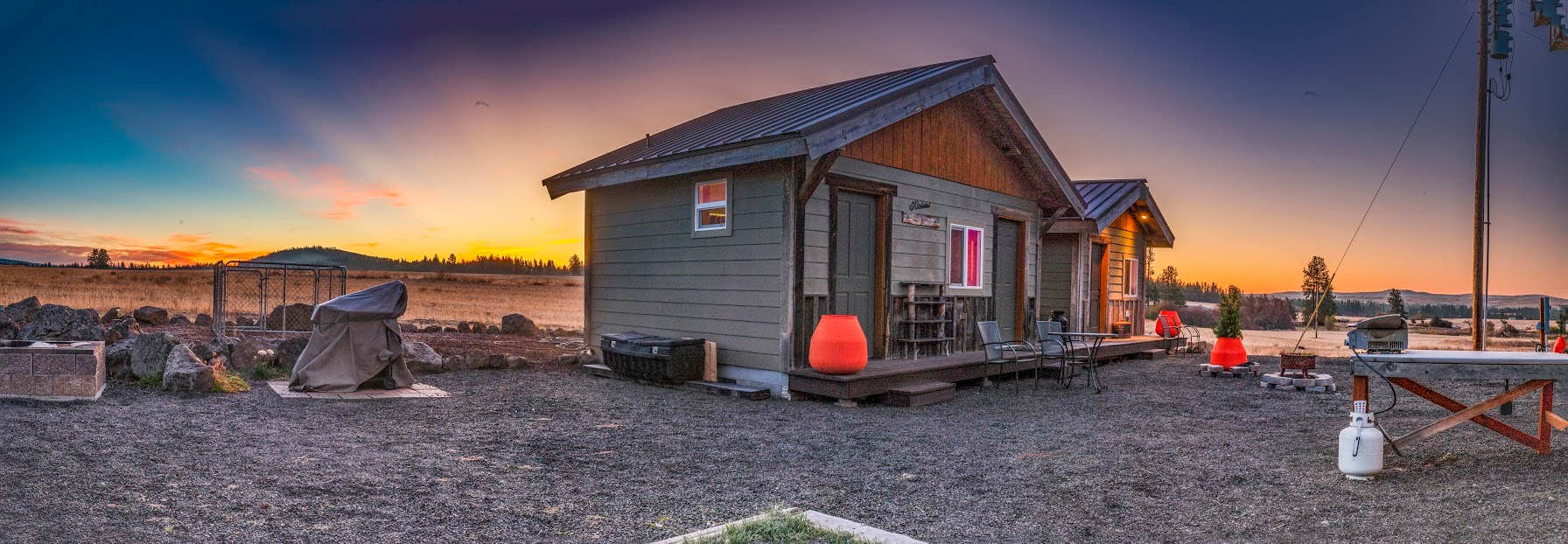Cabins during the day