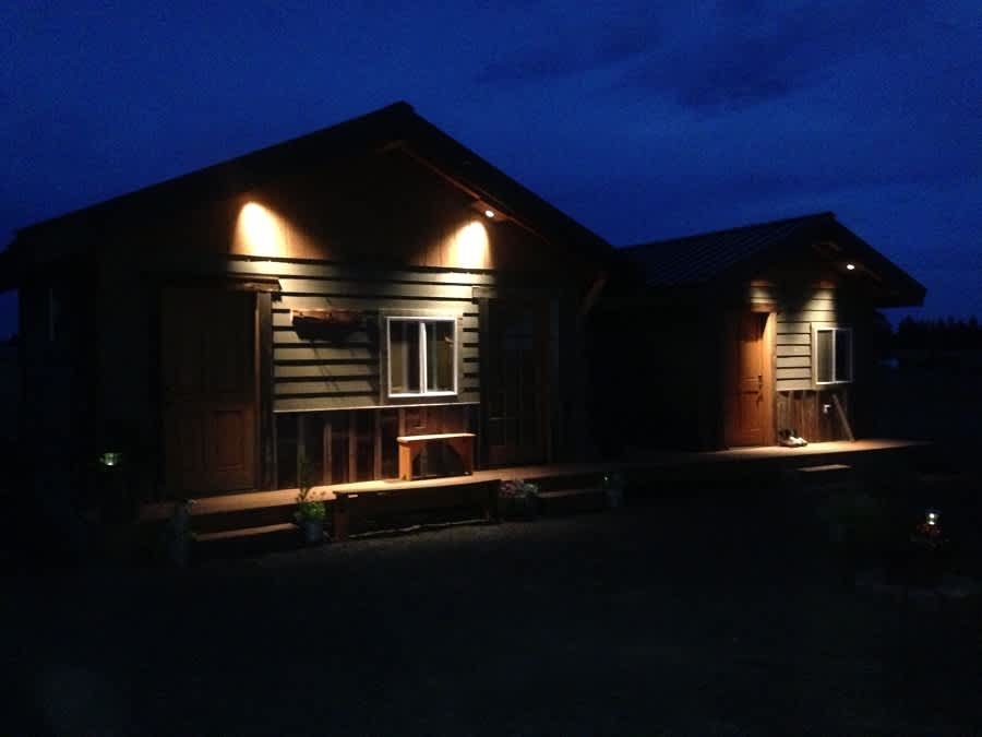 Cabins at night