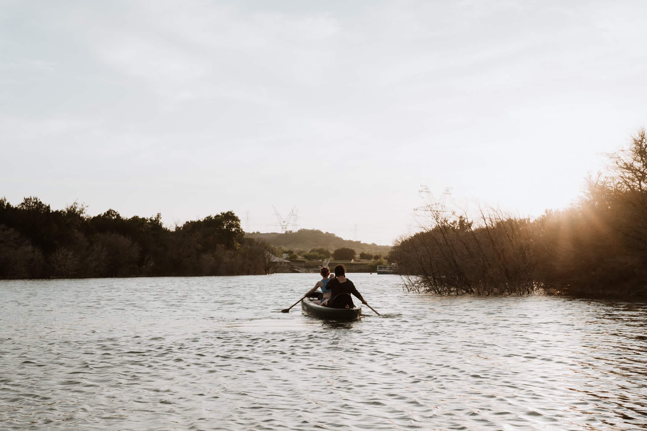 Canoeing at sunset with my daughter. 