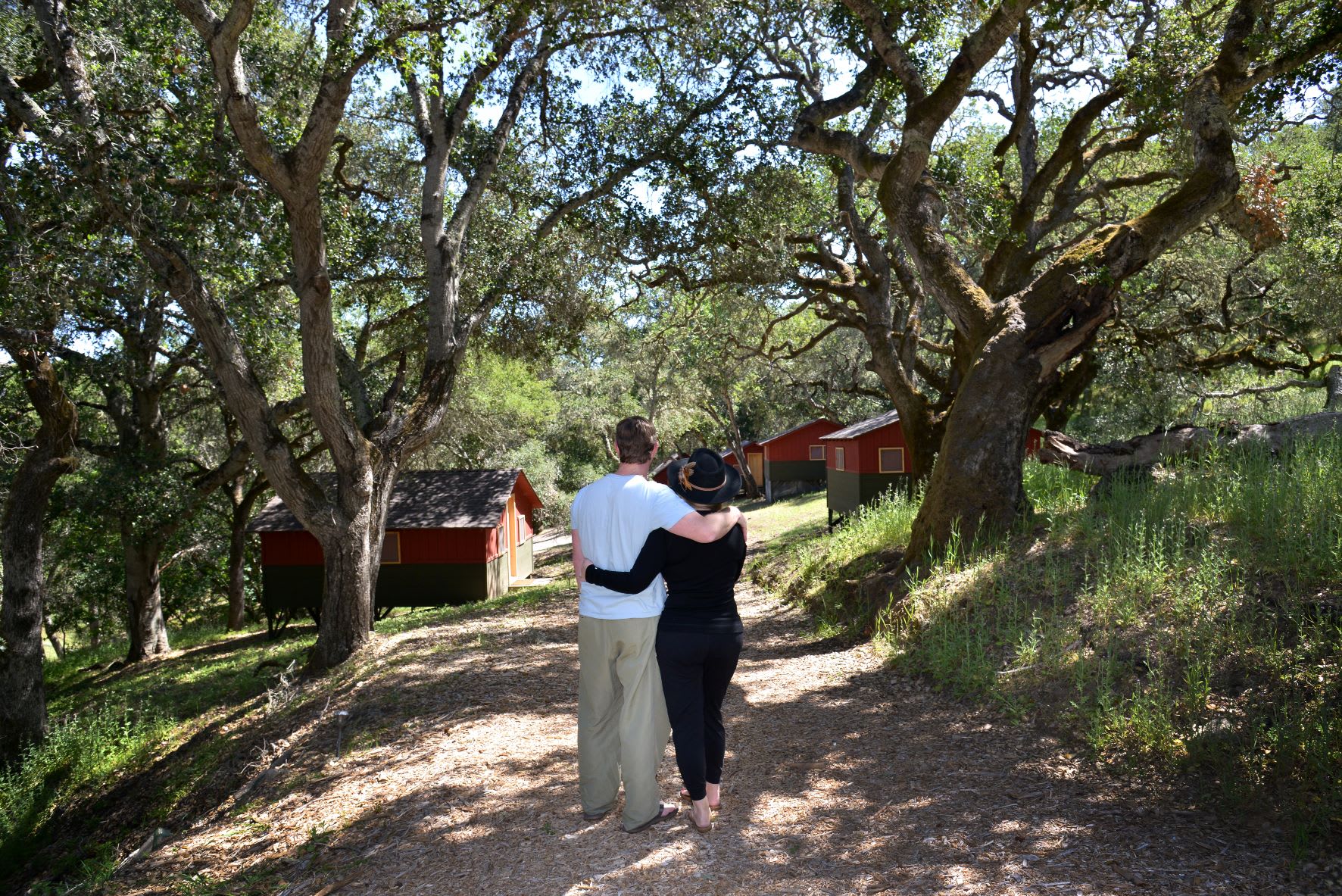 Walking to the cabins