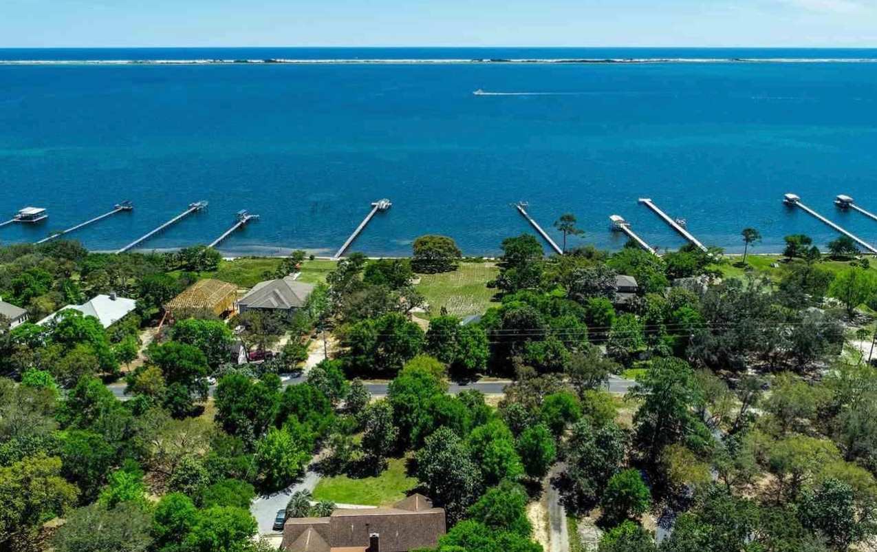 Aerial view of the Sound looking toward Pensacola Beach