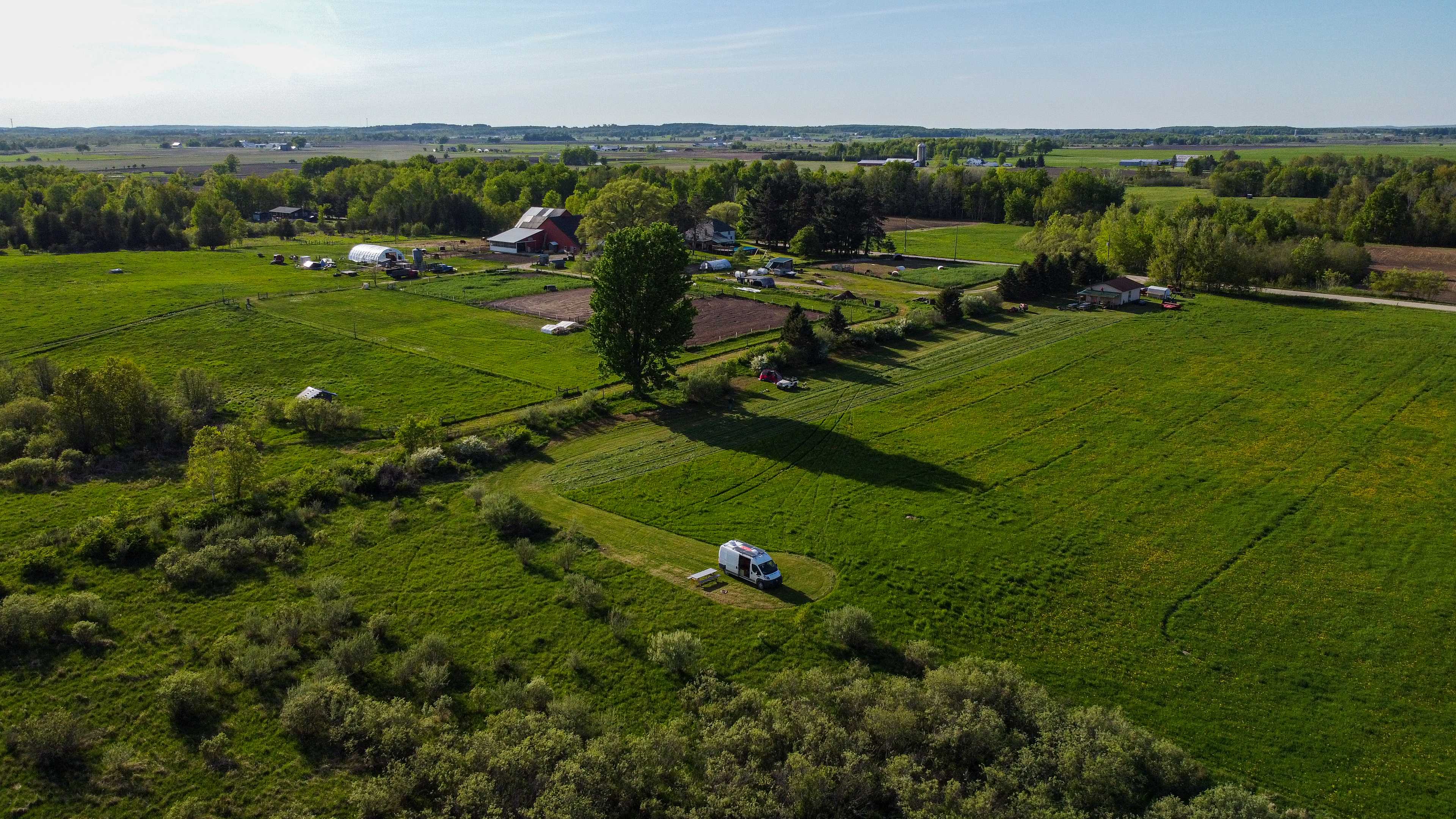 Enjoy a private campsite tucked into the trees along the farm's border. Come visit the farm and enjoy the quiet, relaxing environment with great views.