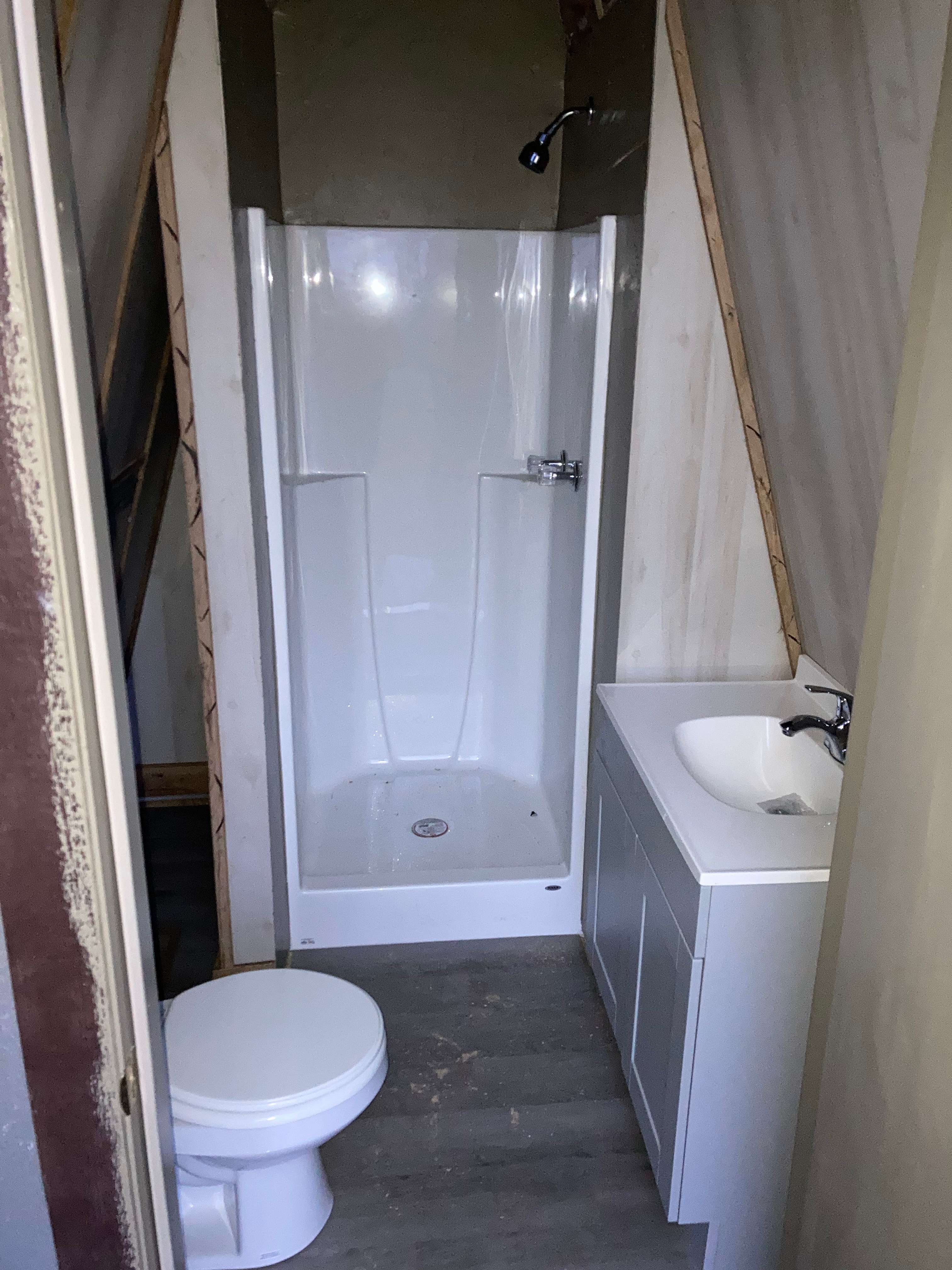 Bathroom facility for guests located in the "A" frame
