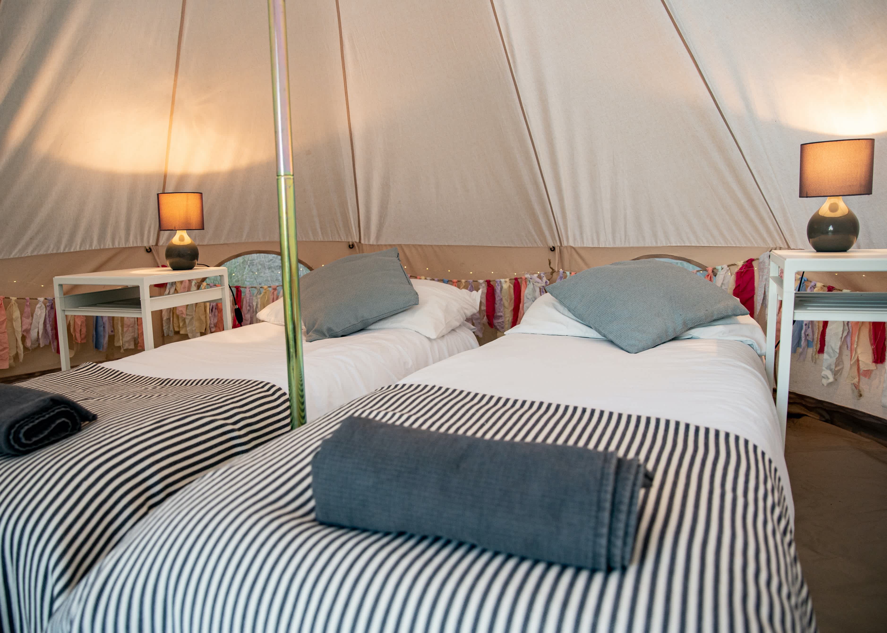 Inside tent
