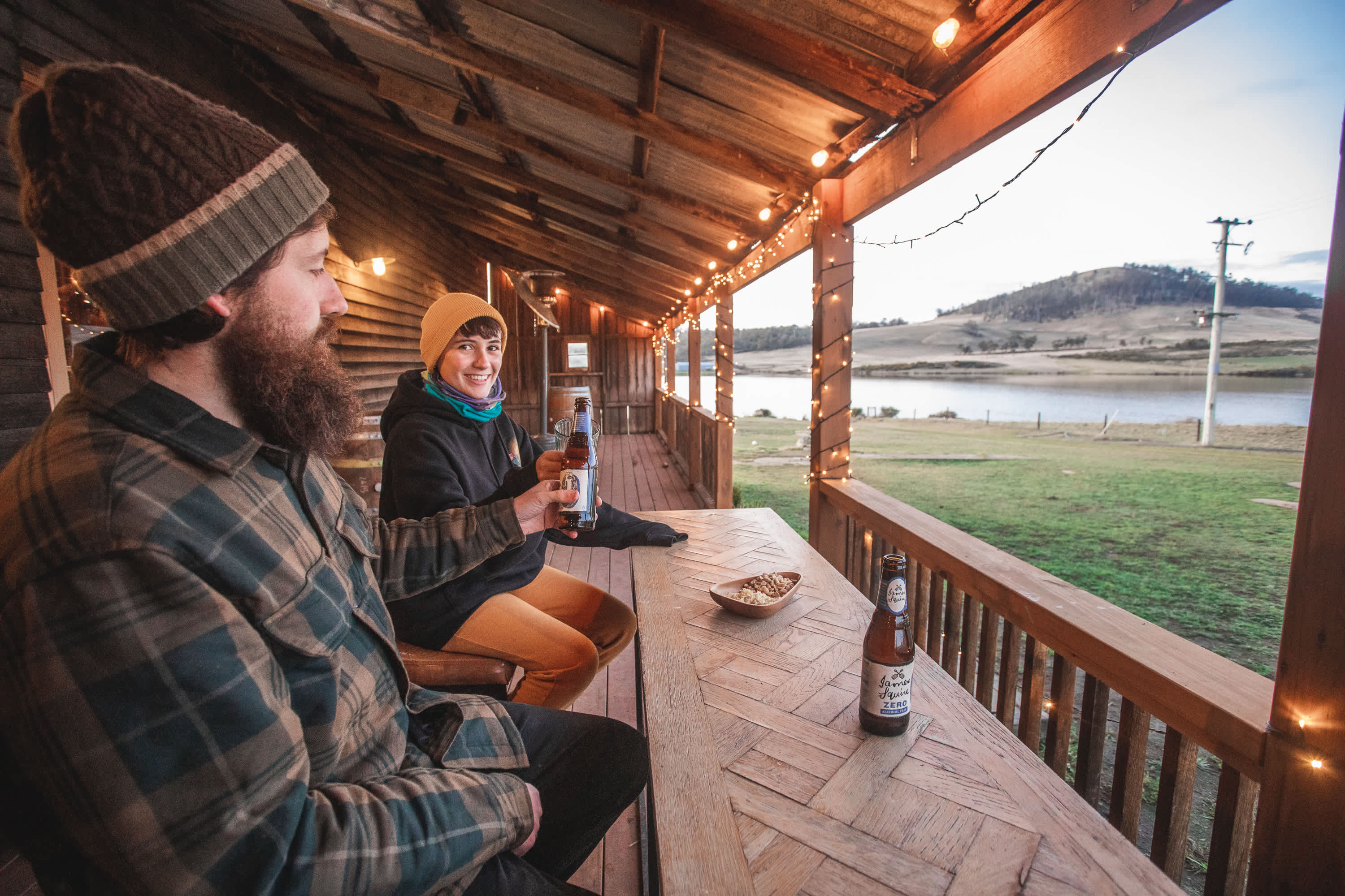 Enjoying a cold beer with a lovely view!