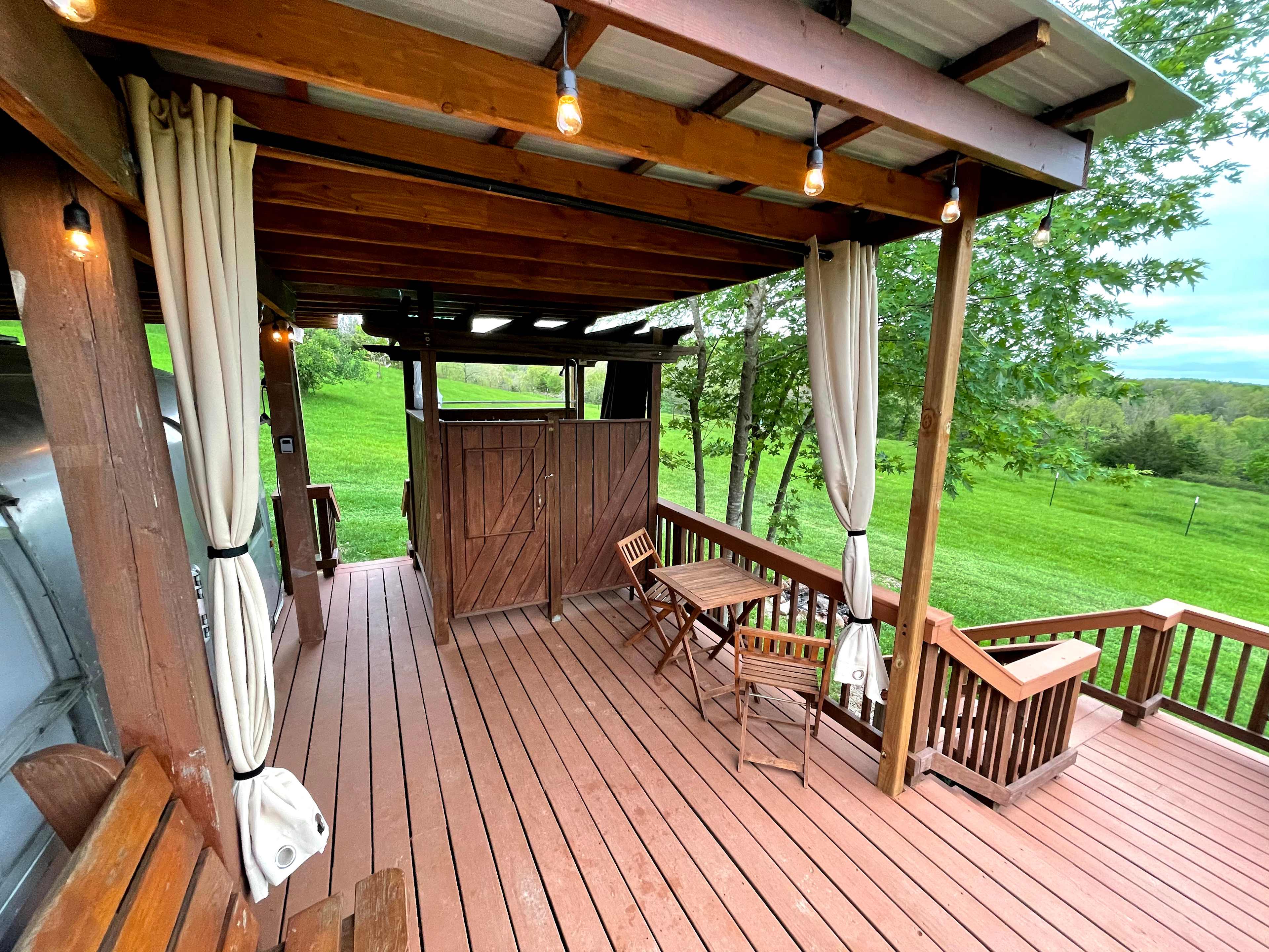 Airstream deck and outdoor shower