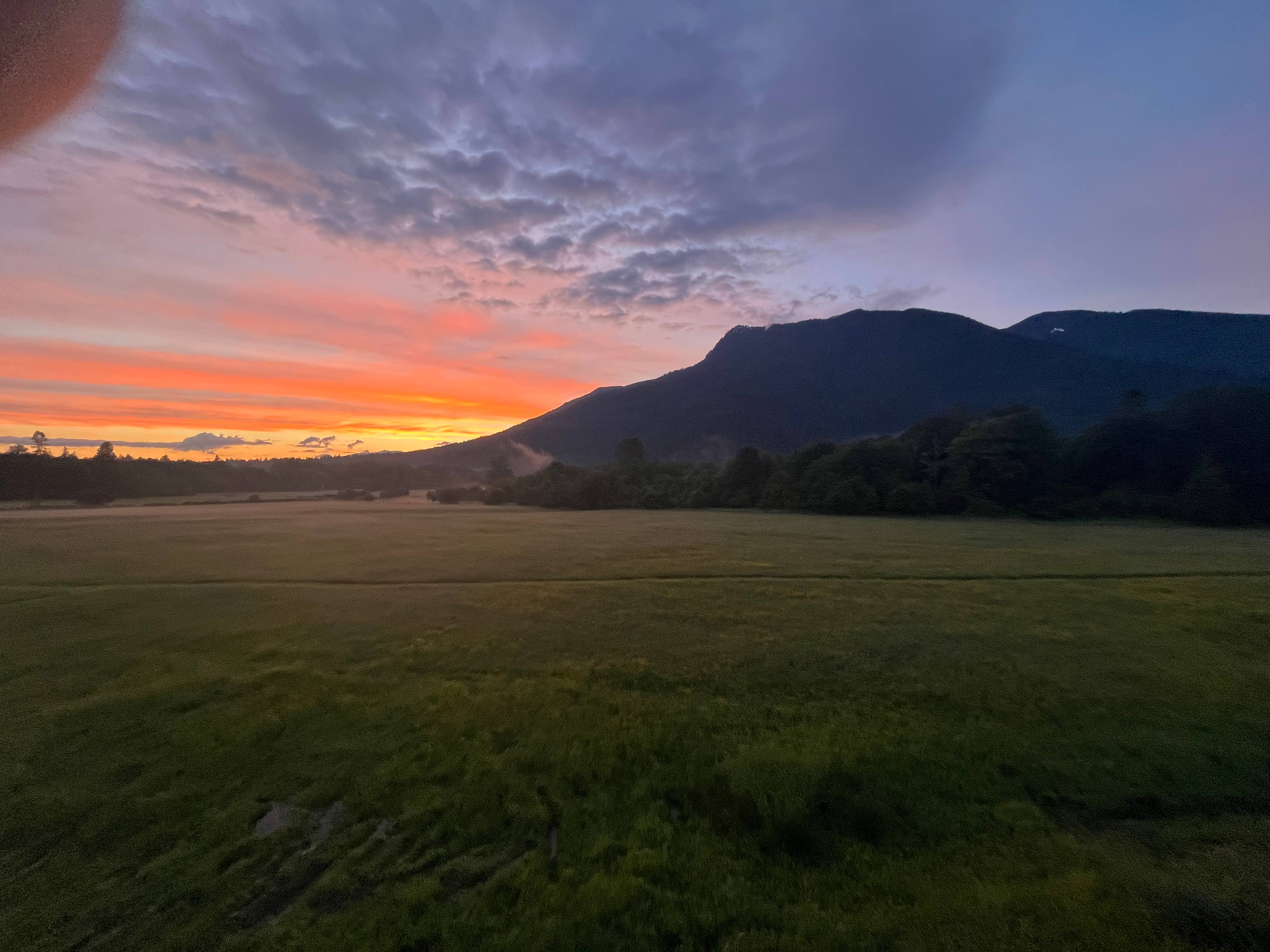 Sunset looking west across our field 